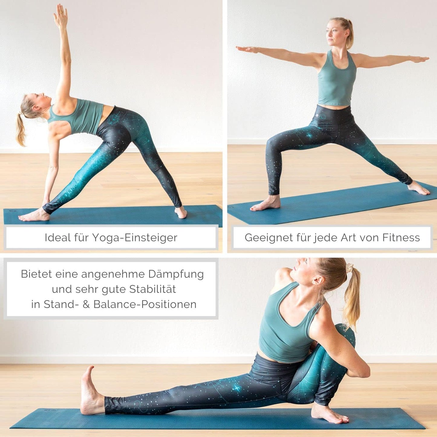 Rutschfeste Yogamatte Asana, waldgrün