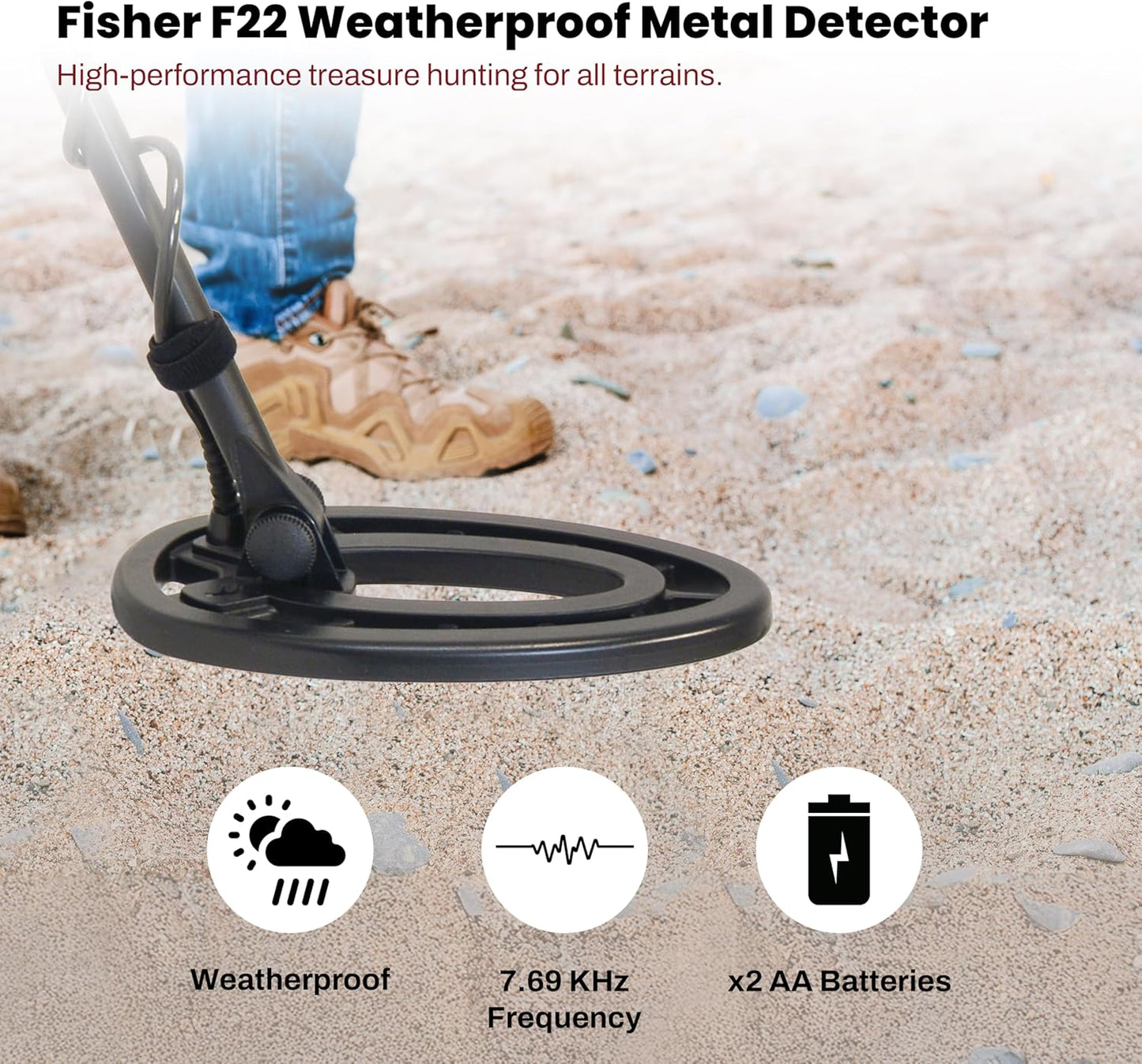 Wetterfester Metalldetektor F22 mit Suchspule