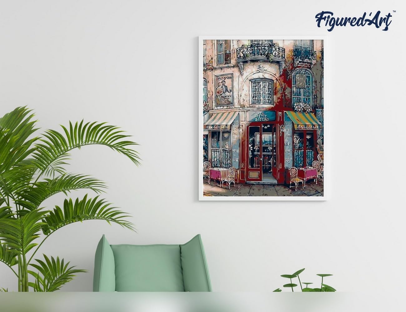 Malen nach Zahlen Set "Das kleine Bistro" mit Rahmen, Das kleine Bistro 40x50cm Mit Keilrahmen (nicht gespannt)