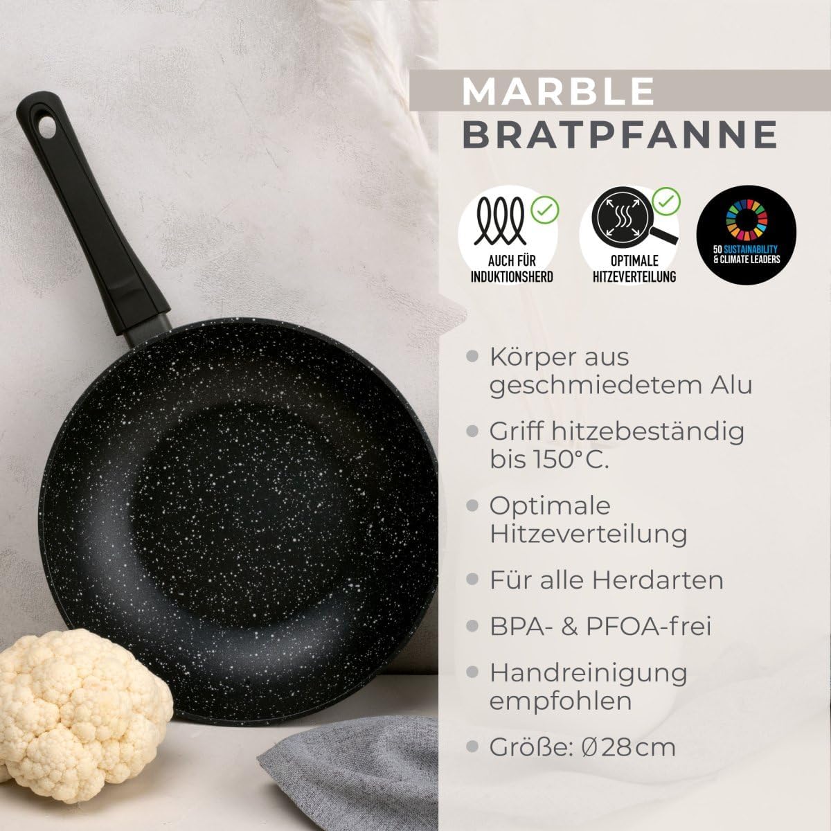 66017 Wokpfanne Marble, Wok-Pfanne 28 cm