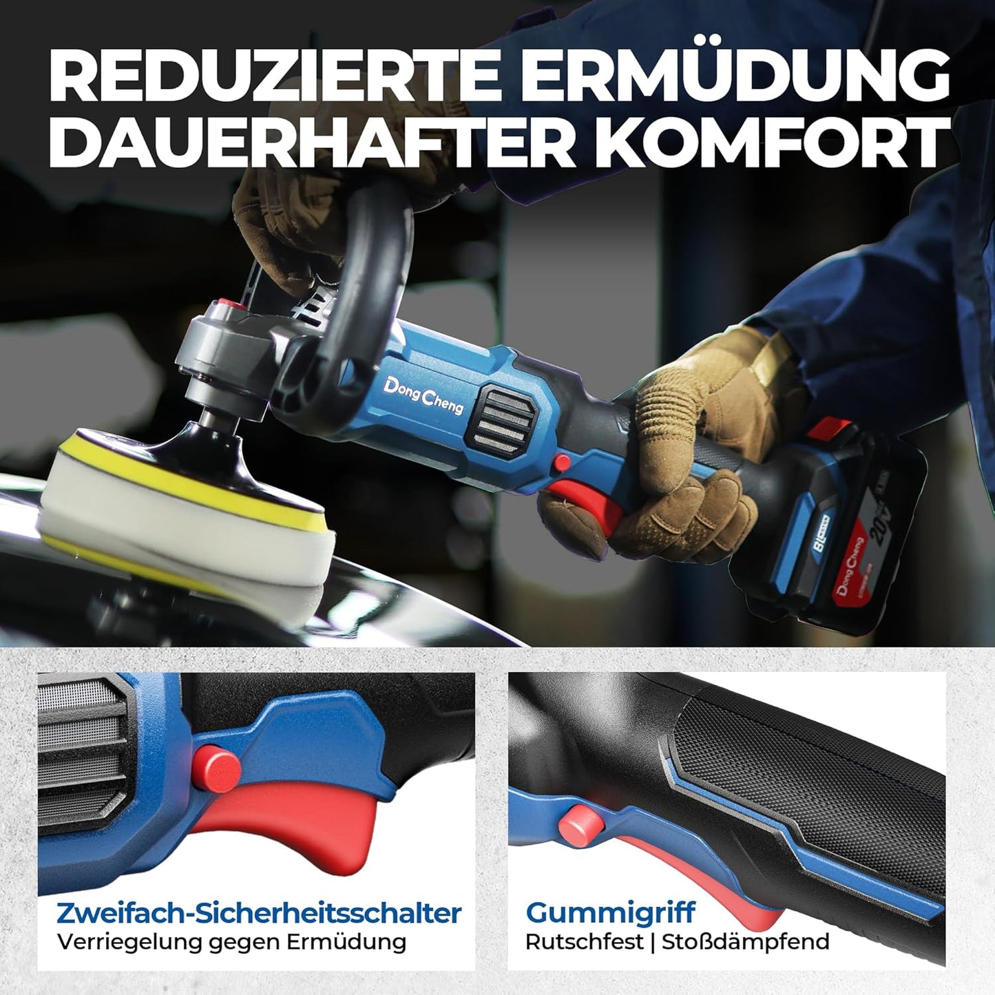 Akku-Poliermaschine mit variabler Drehzahl, 4,0ah Akku