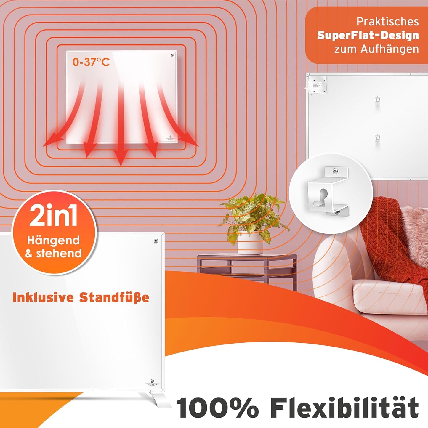Infrarotheizung mit App-Steuerung, 350W