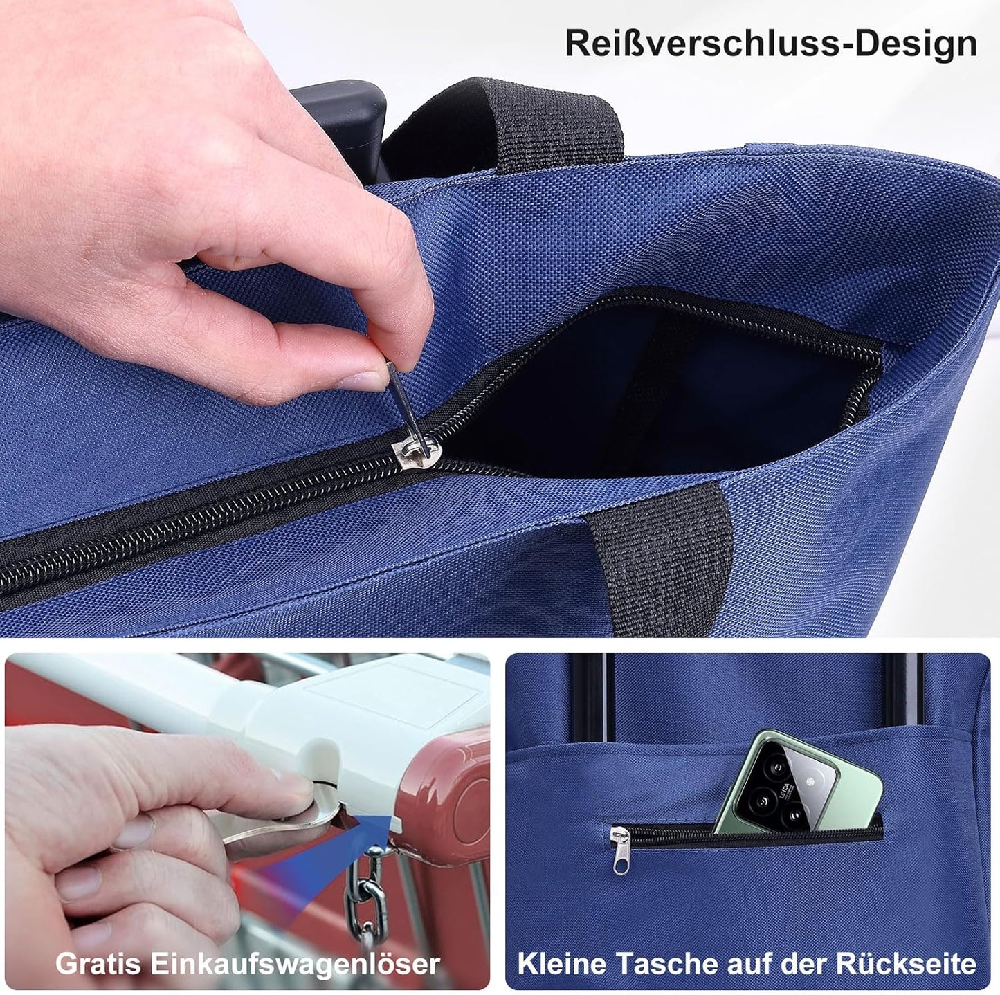 2-in-1 Einkaufstrolley, Blau