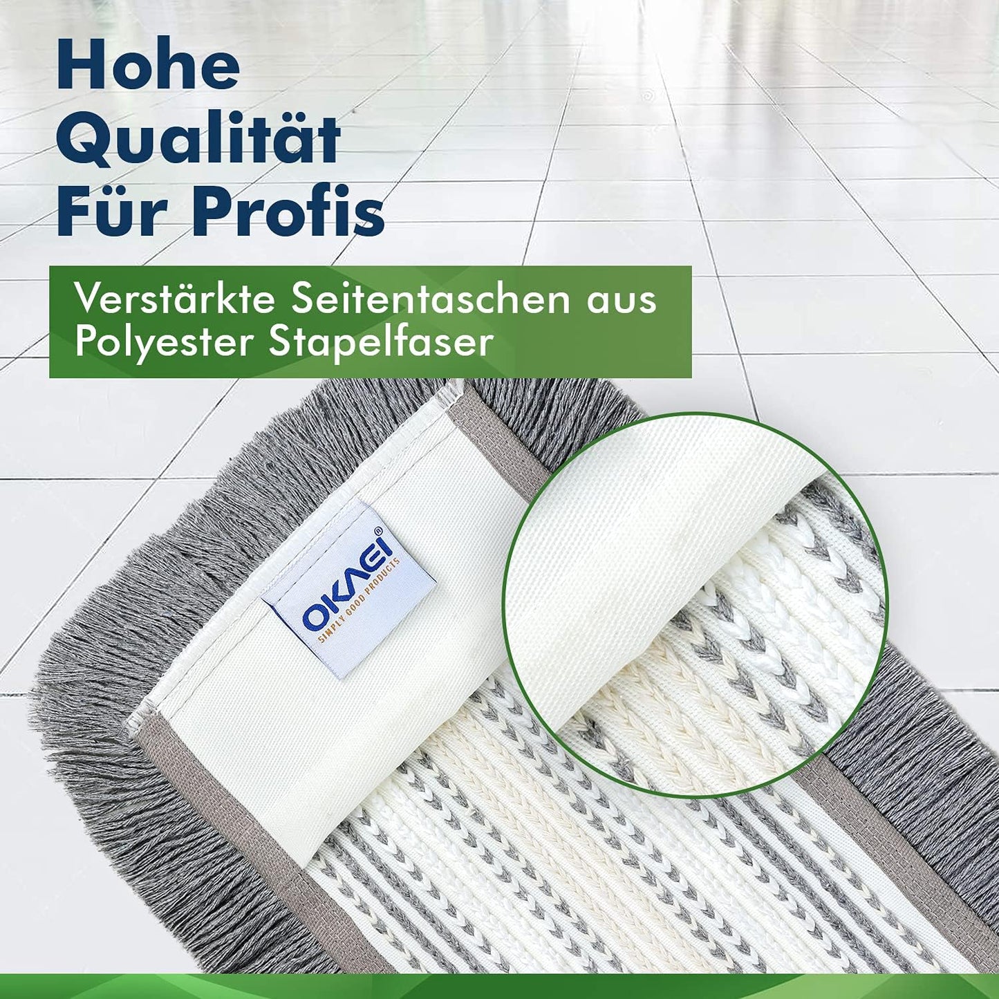 10-teiliges Wischmopp-Bezüge Set (40 cm), 40 cm Hospital Grau