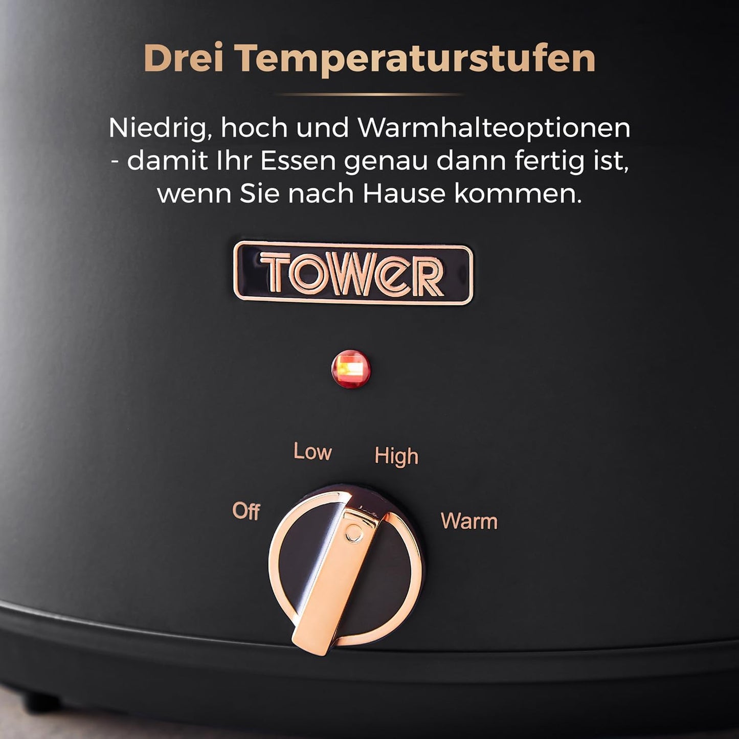 Cavaletto Schongarer mit 3 Wärmestufen, 6,5L Slow Cooker Schwarz