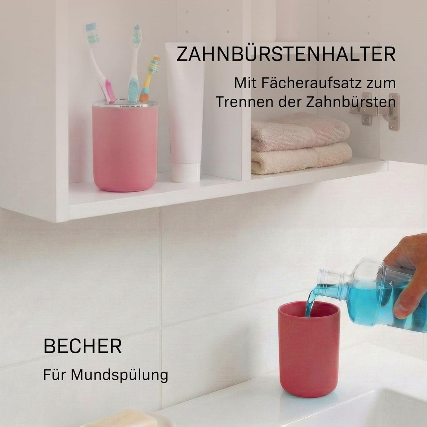 6-teiliges Badezimmer-Zubehörset, Rot