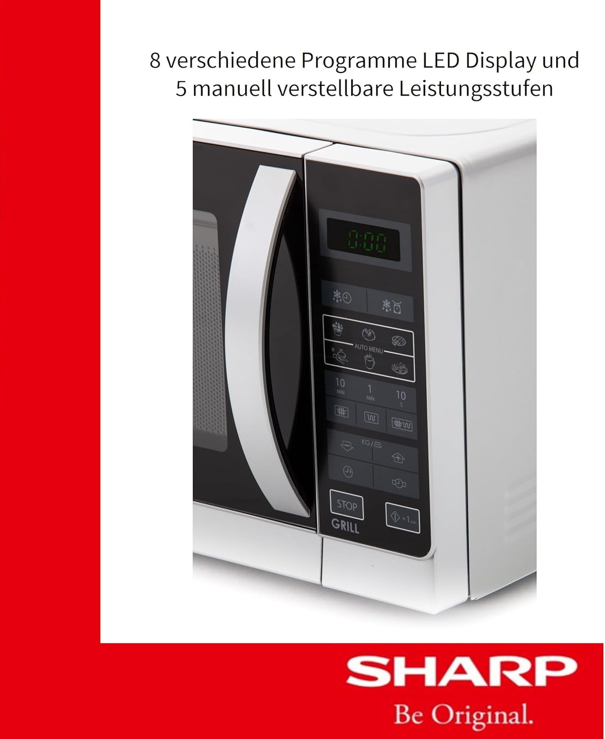 2-in-1 Mikrowelle R742INW mit Grill und LED-Display, Silber, Single