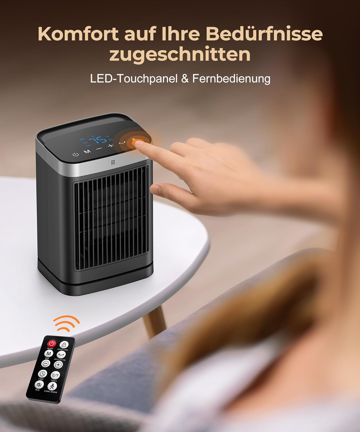 Energiesparender Heizlüfter mit Fernbedienung, C