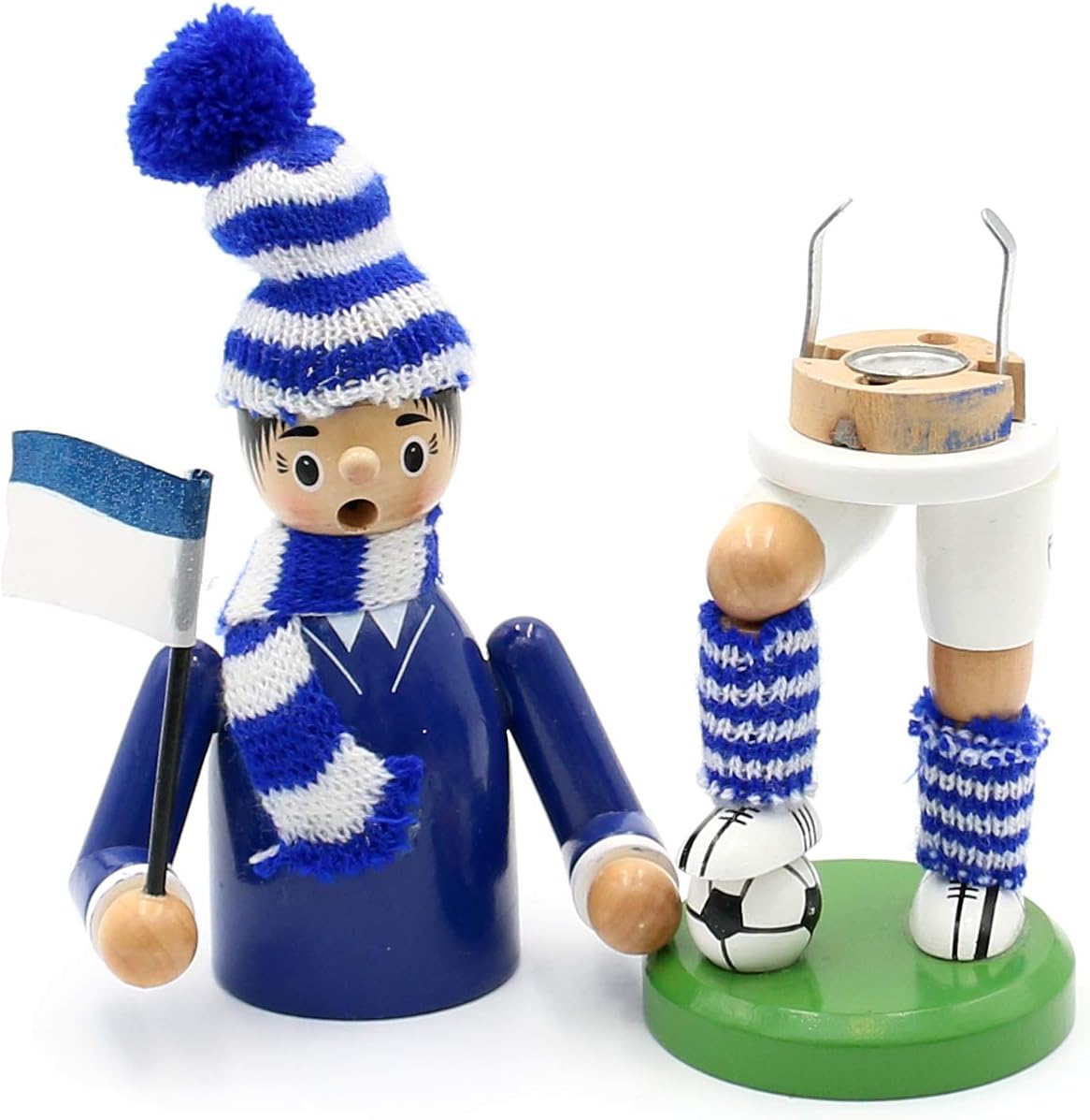 Räuchermann Fussballer, Blau / Weiss