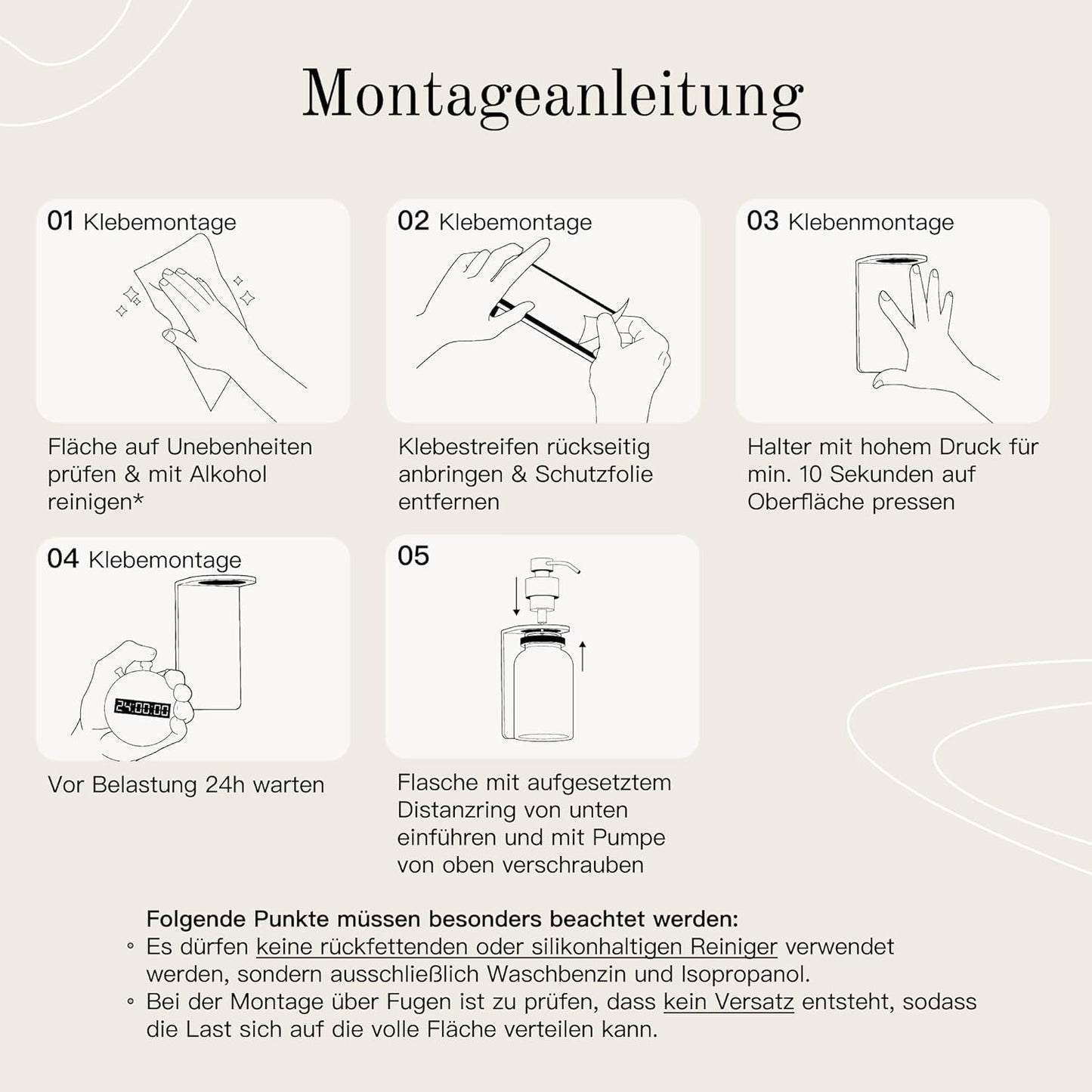 Seifenspender mit selbstklebender Wandhalterung, mit Wandhalter Schwarz / Braunglas 1