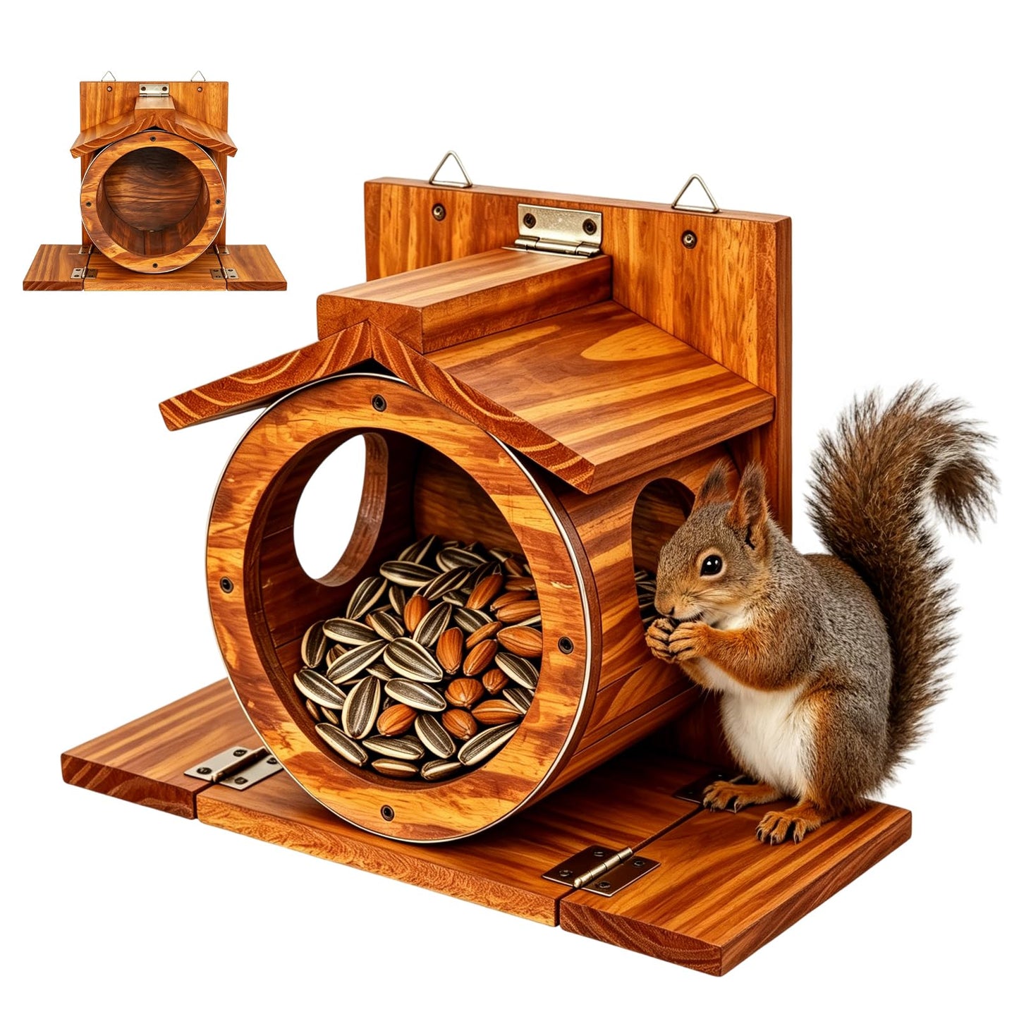 Eichhörnchen Futterhaus mit Fenster, wetterfestes Holz