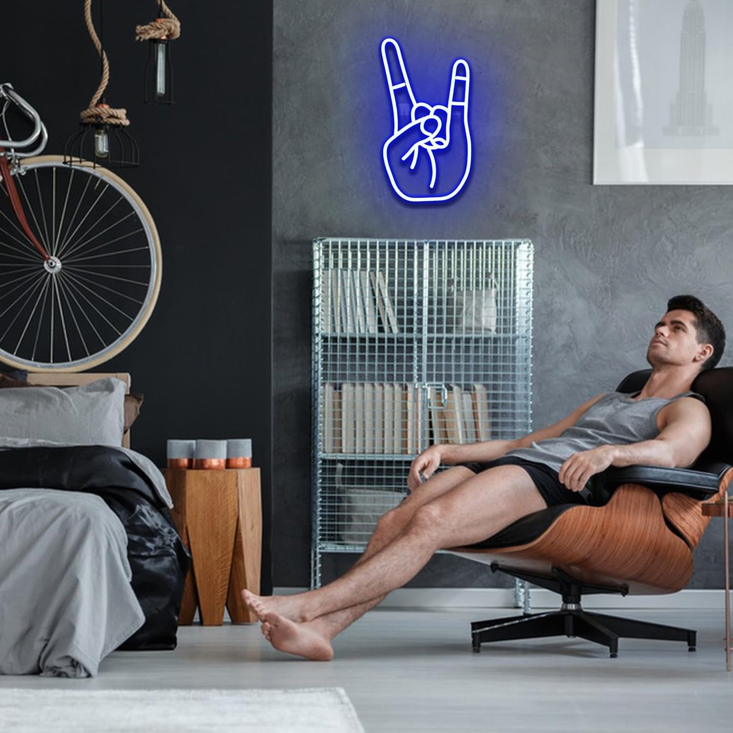 Neon Wanddeko Schild, Blue Gesture
