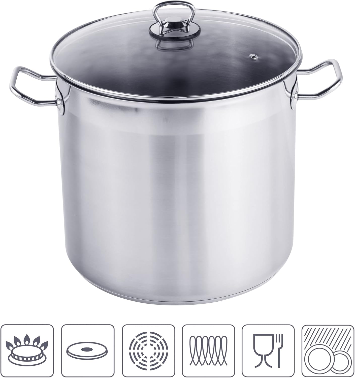 Kochtopf mit Glasdeckel, 15 Liter