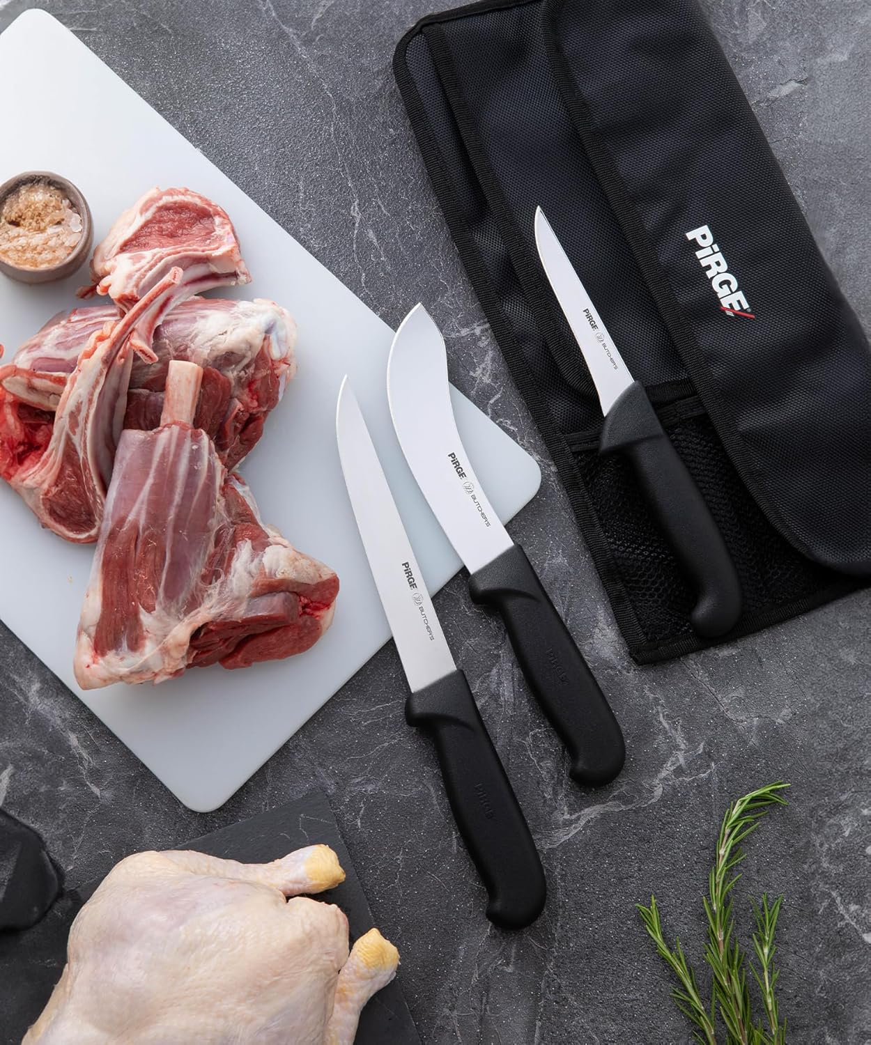 3-teiliges Metzgermesserset mit Tasche, BUTCHER'S 4 Stück
