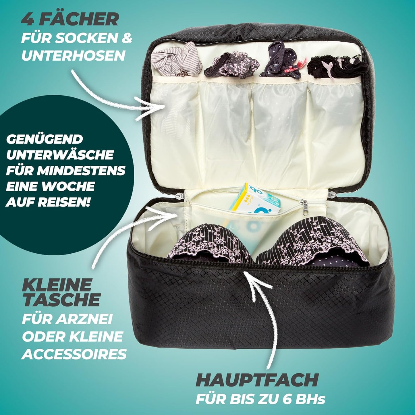 Reise-Organizer für Damen, Schwarz
