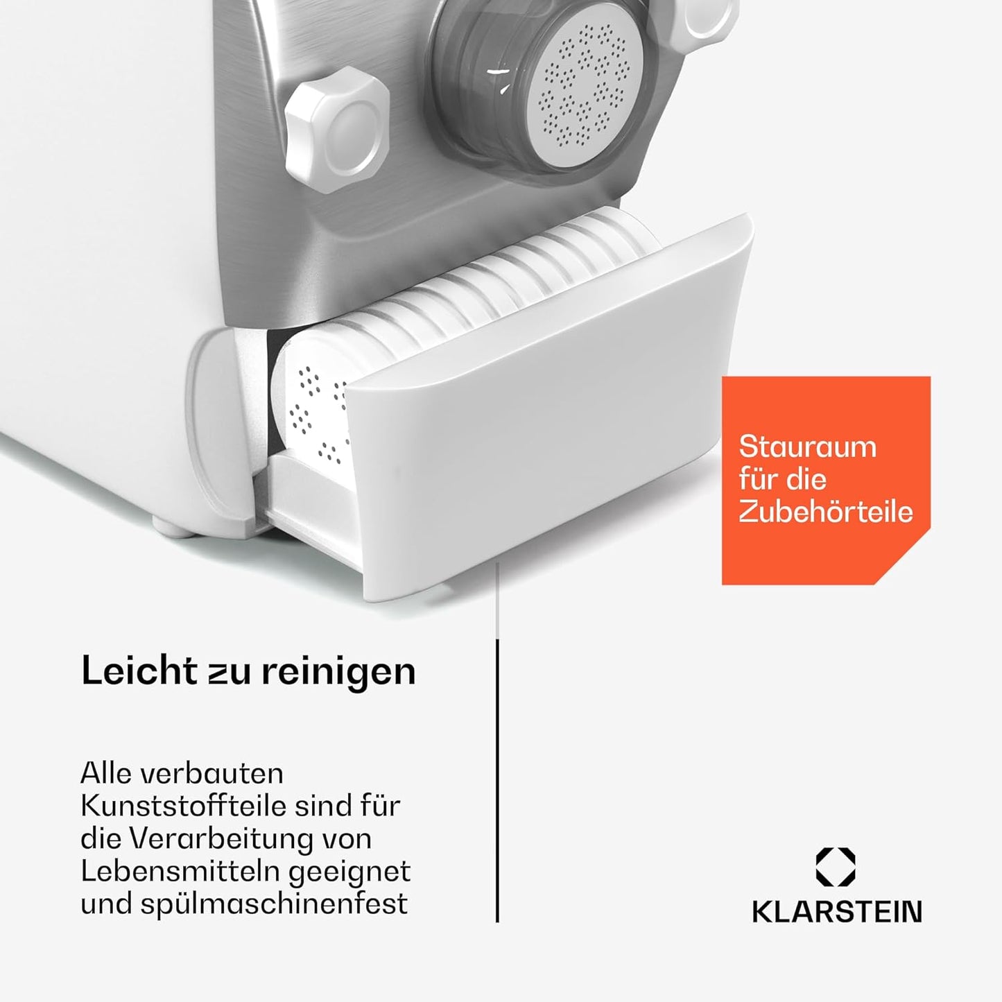 Elektrische Pastamaschine mit 7 Aufsätzen, Weiss