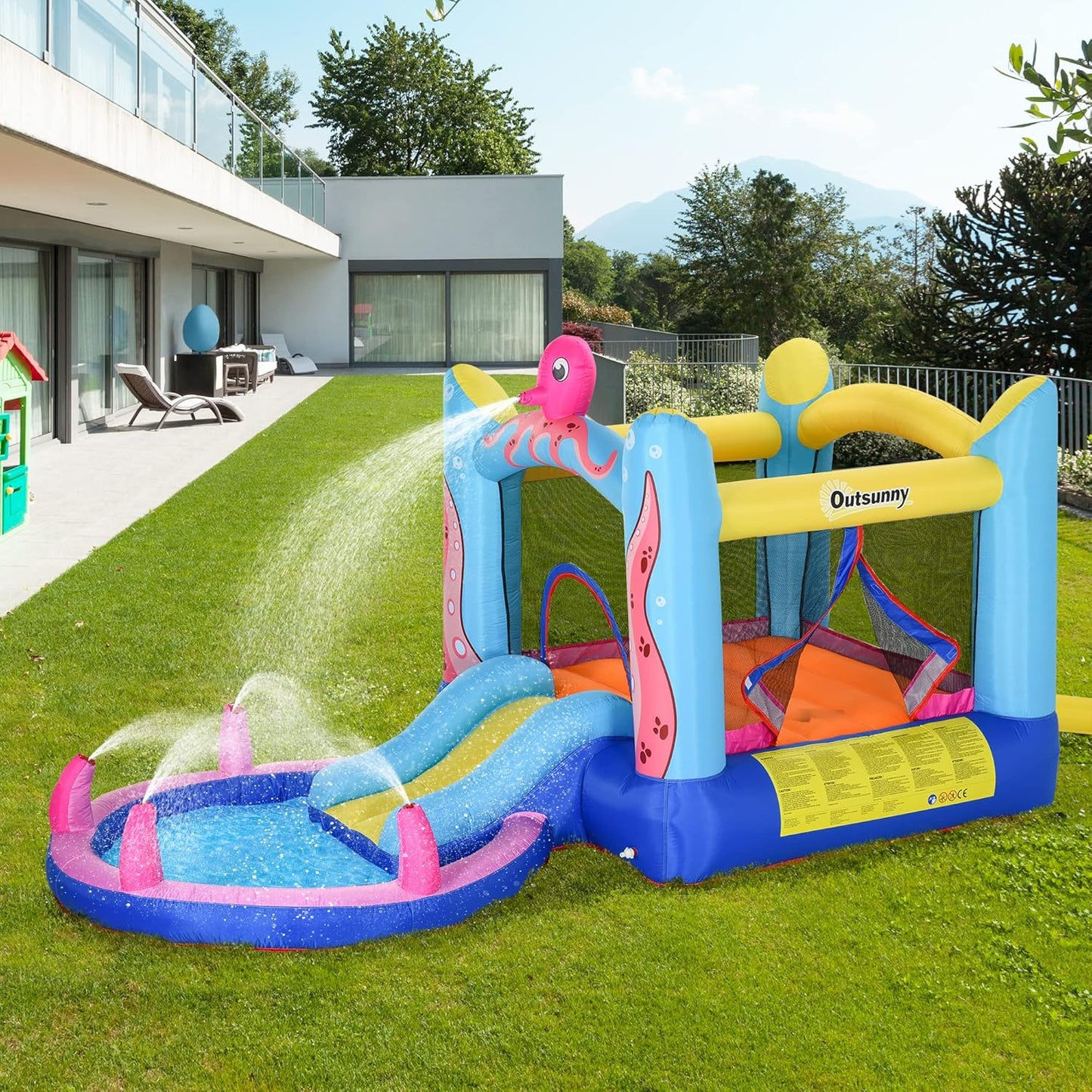 Aufblasbare Hüpfburg mit Rutsche und Pool