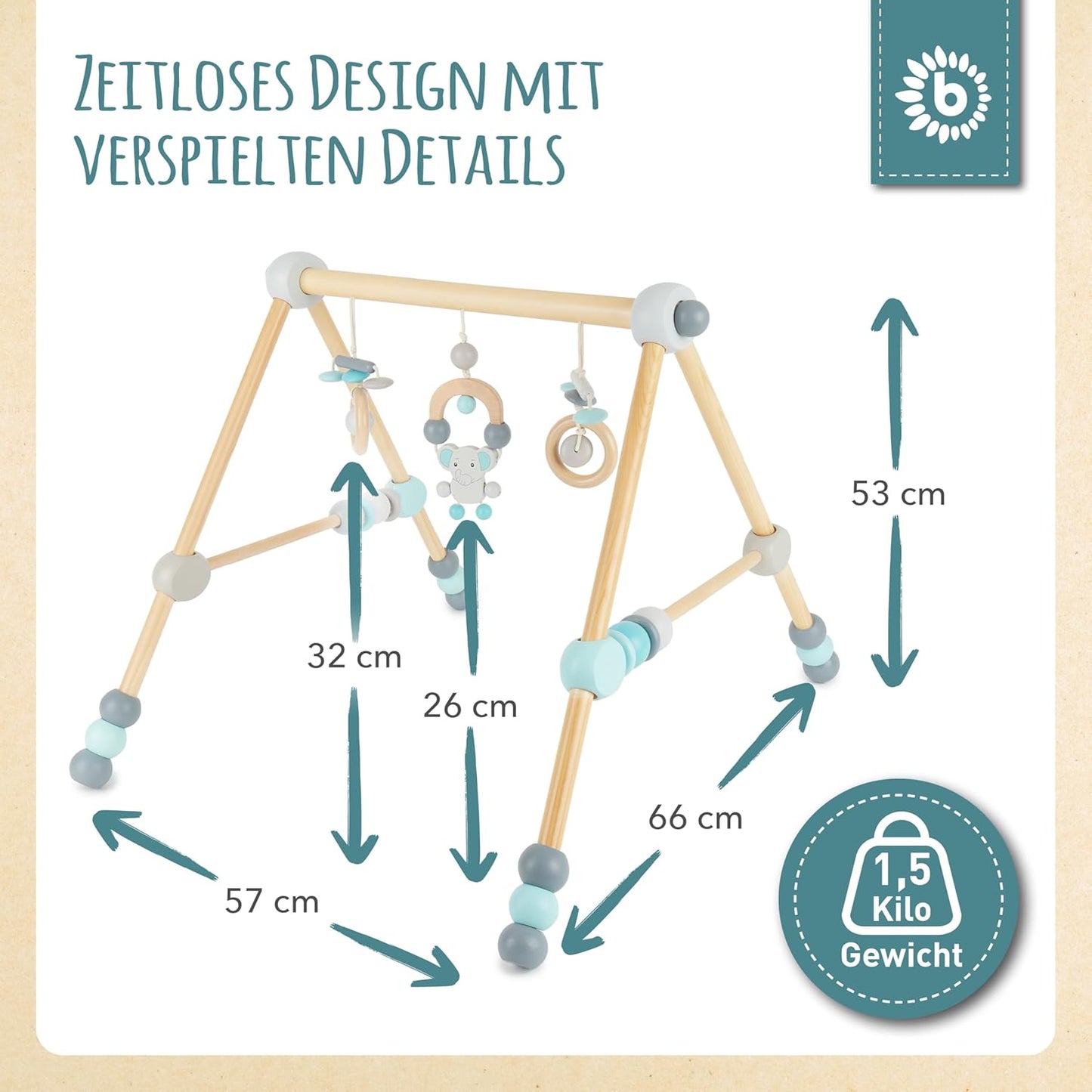 Höhenverstellbares Baby Holzspieltrapez, Blau