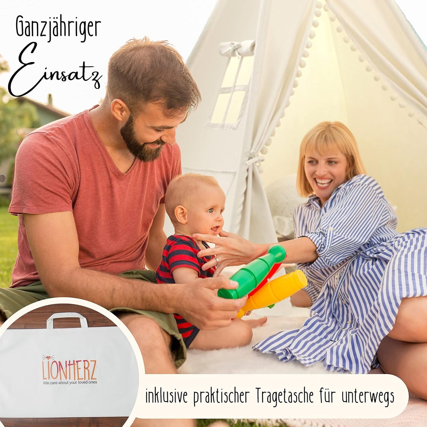 Tipi Zelt mit Kuschelmatte, Reinweiss