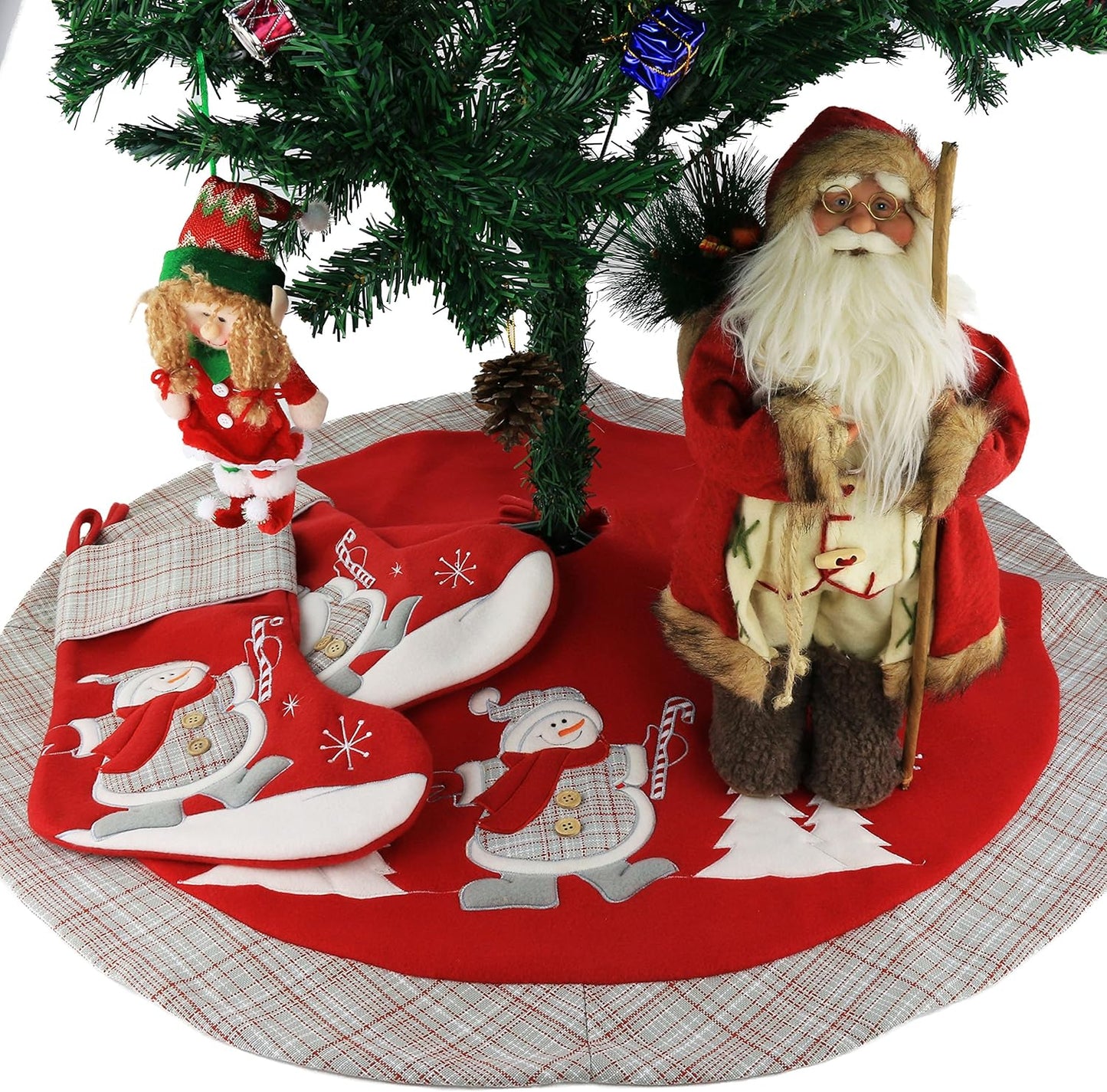 Weihnachtsbaumrock mit Schneemann Stickerei, Stil 5