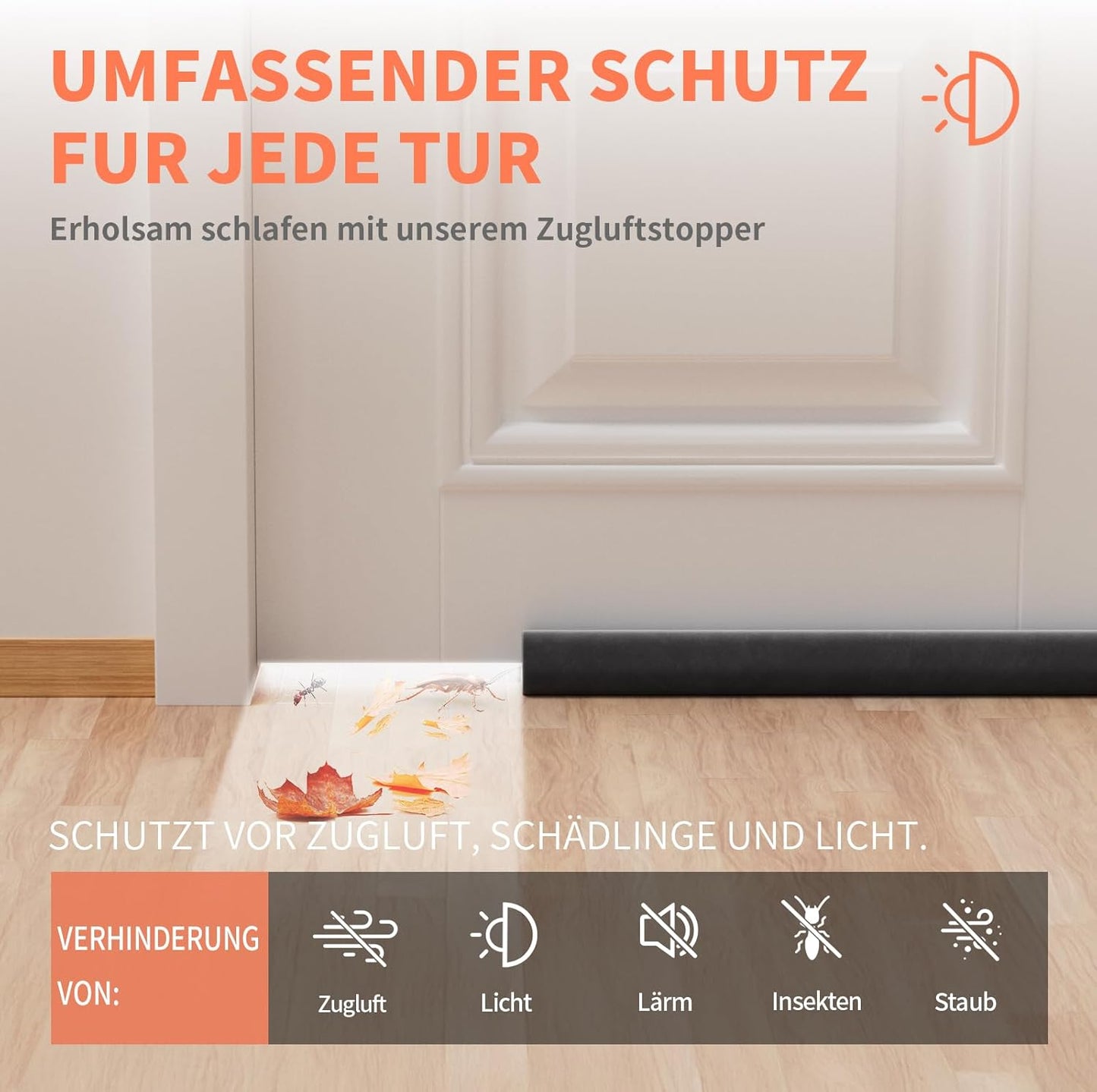 Zugluftstopper 75-90 cm, Schwarz 75-90CM