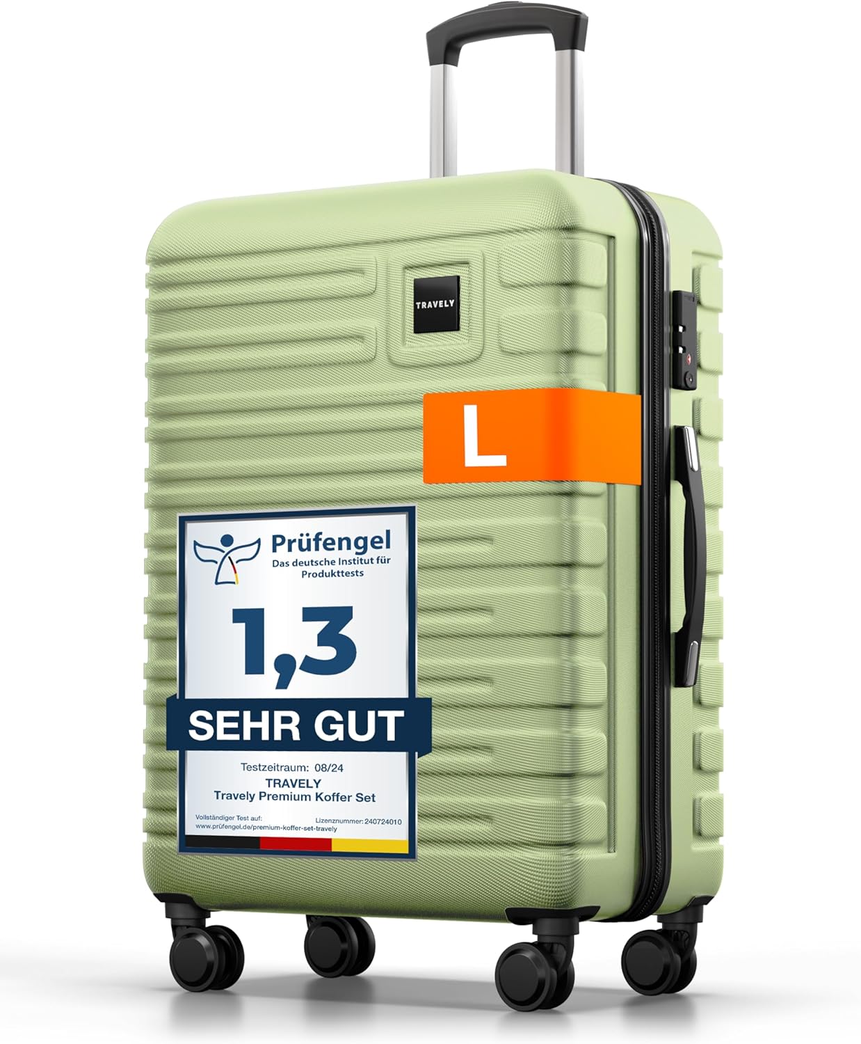 Grosser Hartschalenkoffer aus Polycarbonat, L Nebelgrün