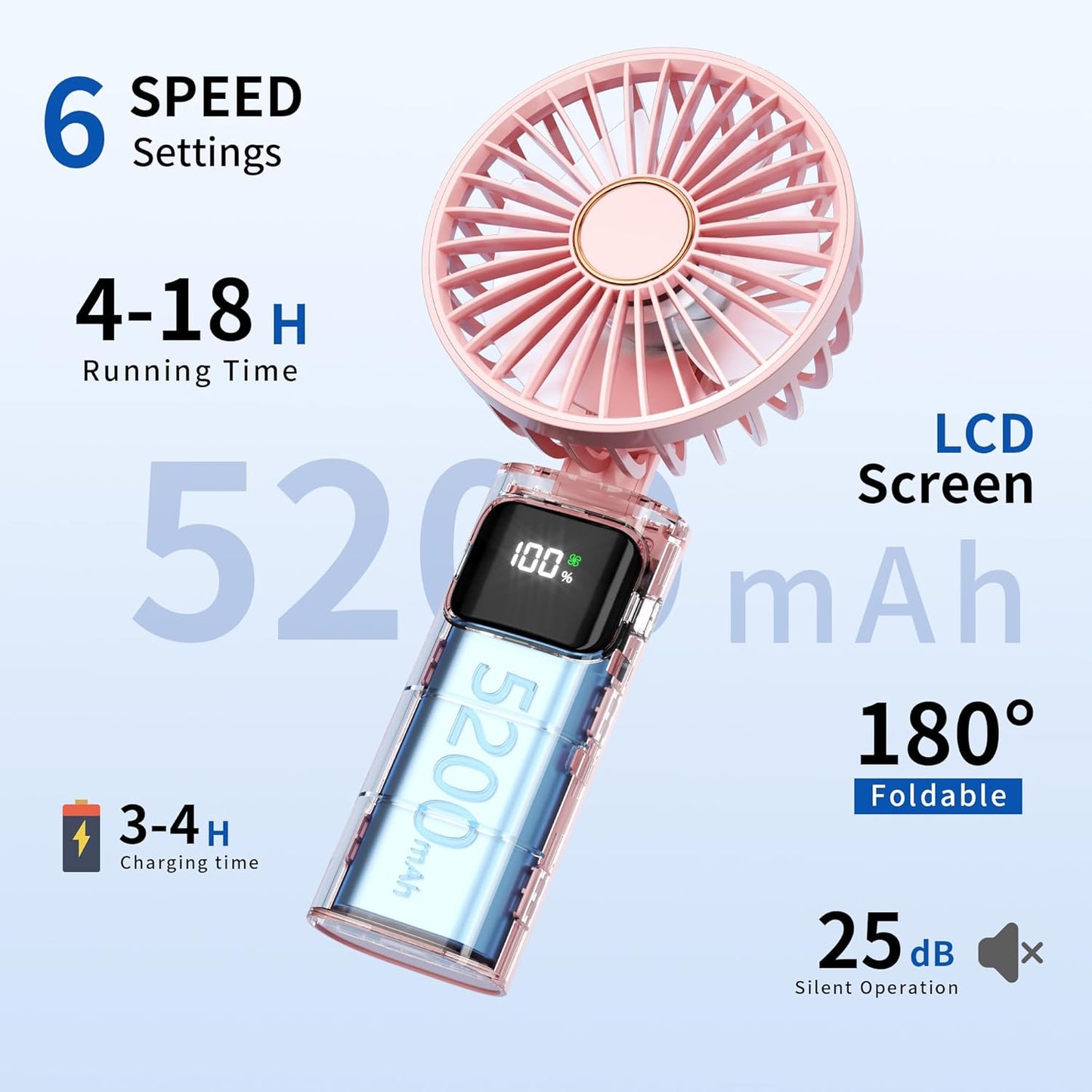 Tragbarer Mini-Ventilator, Rosa