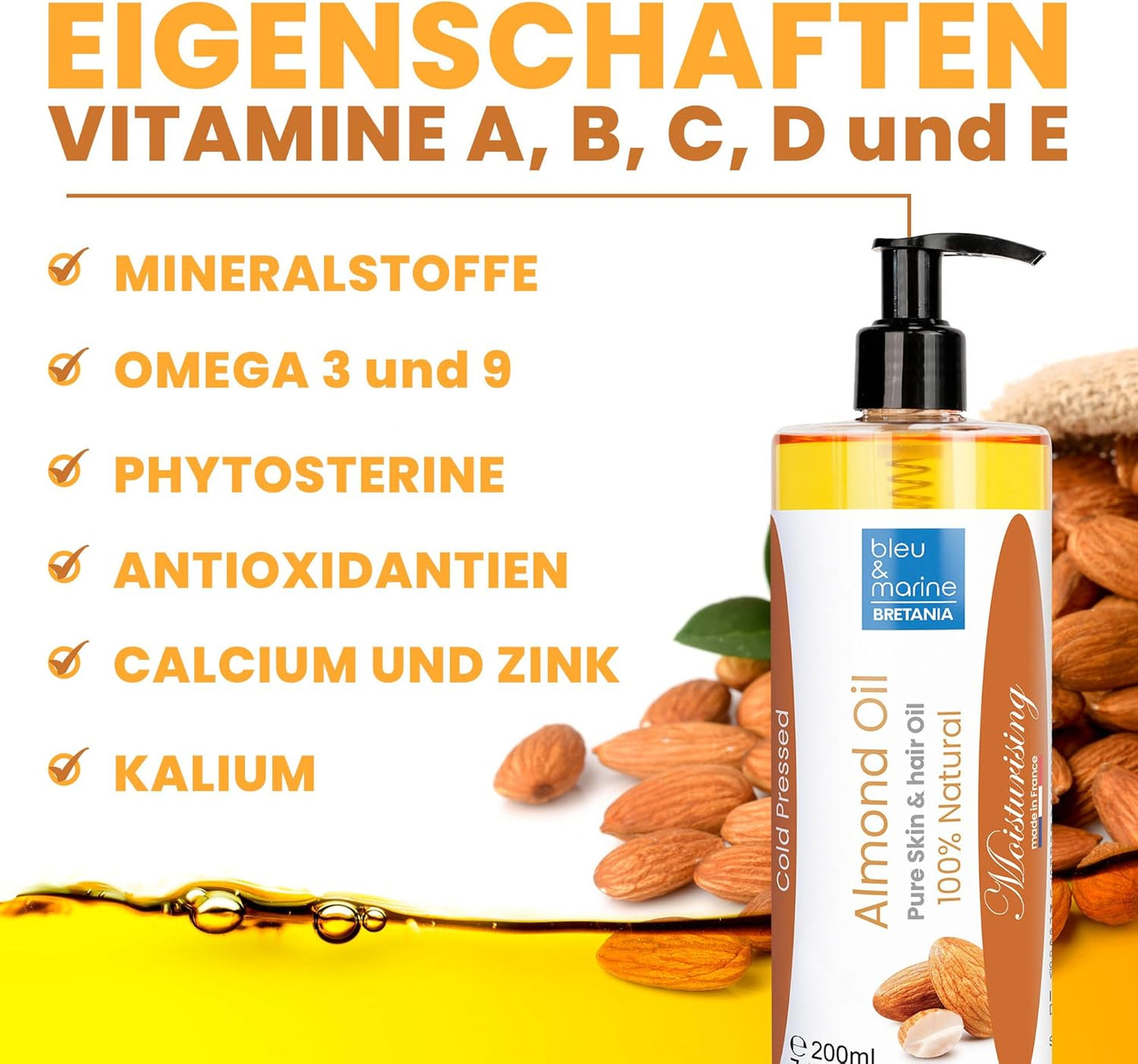 Natürliches Mandel-Massage-Öl, 100% reines Süssmandelöl. Frei von Parfüm. 5 l (1er Pack)
