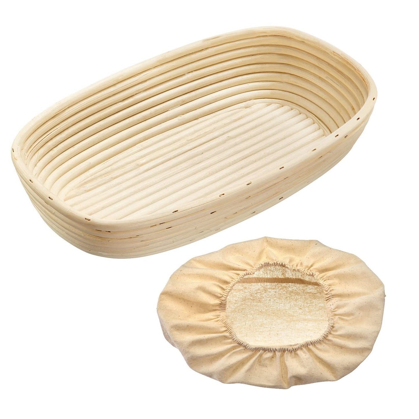 Gärkörbchen-Set, Oval, Ca. 33,5 Cm, mit Bezug Länge: 34 cm