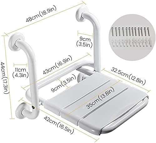 Duschklappsitz für Wandmontage, mit Griffen