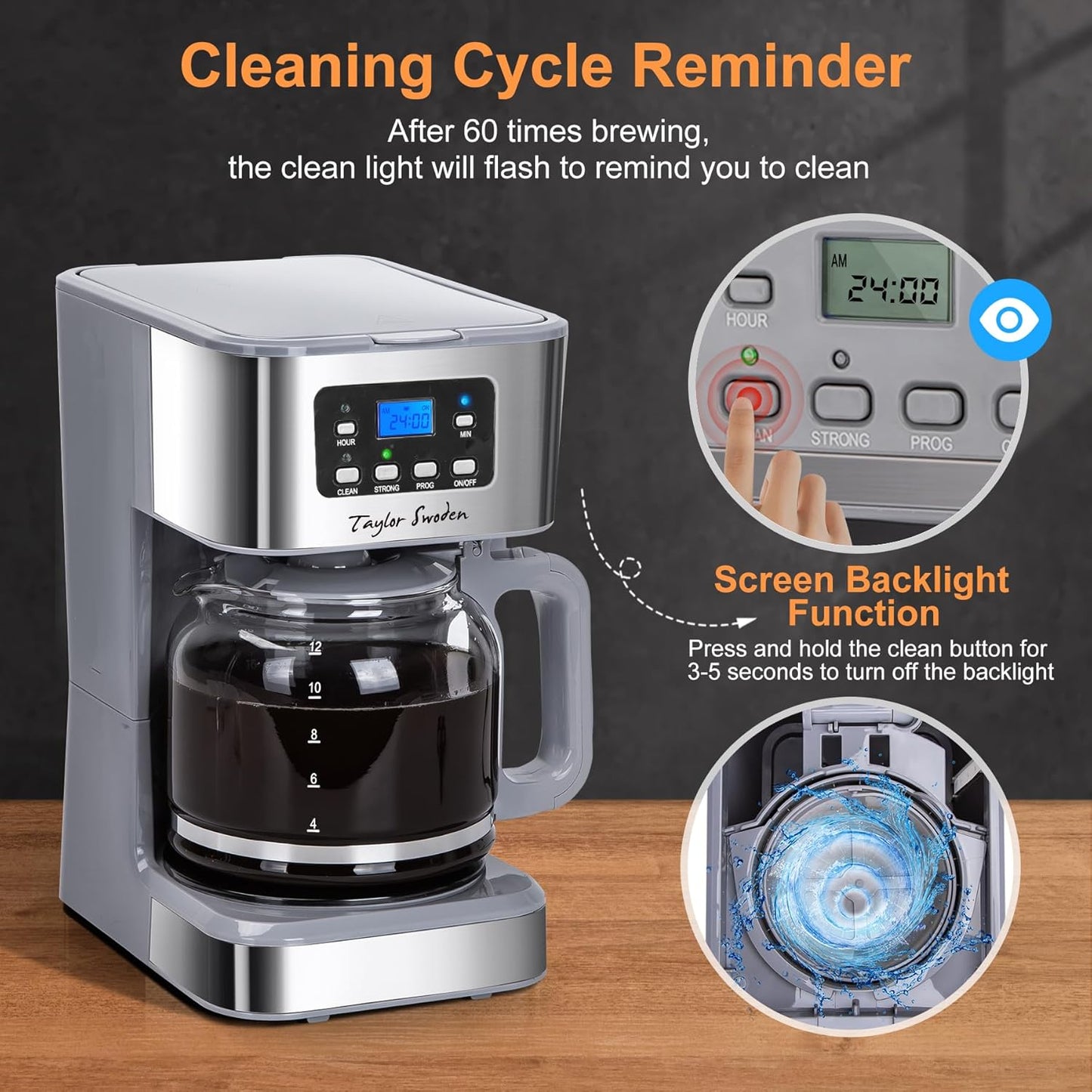 Filterkaffeemaschine mit Timer und Abschaltautomatik, Grey