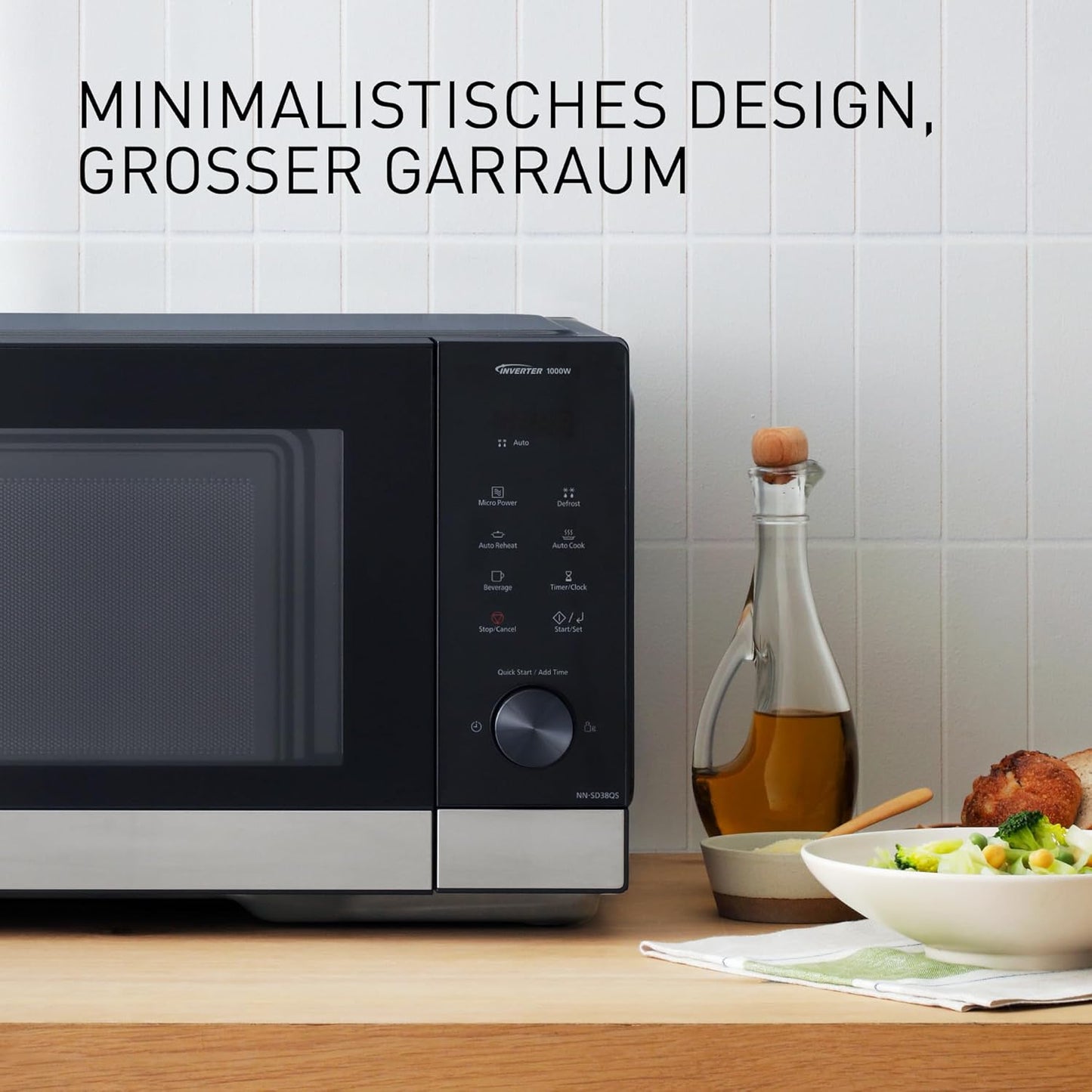 NN SD 38 Solo-Mikrowelle, ohne Dampfgarzubehör Ohne Grillfunktion Schwarz & Edelstahl