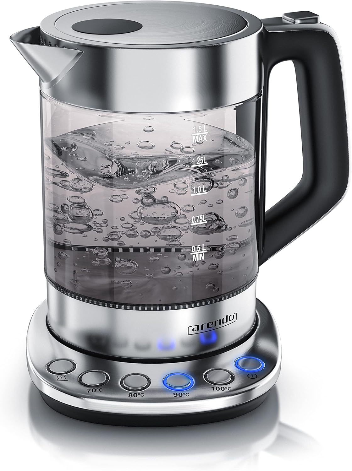 Rauchglas Wasserkocher mit Temperatureinstellung