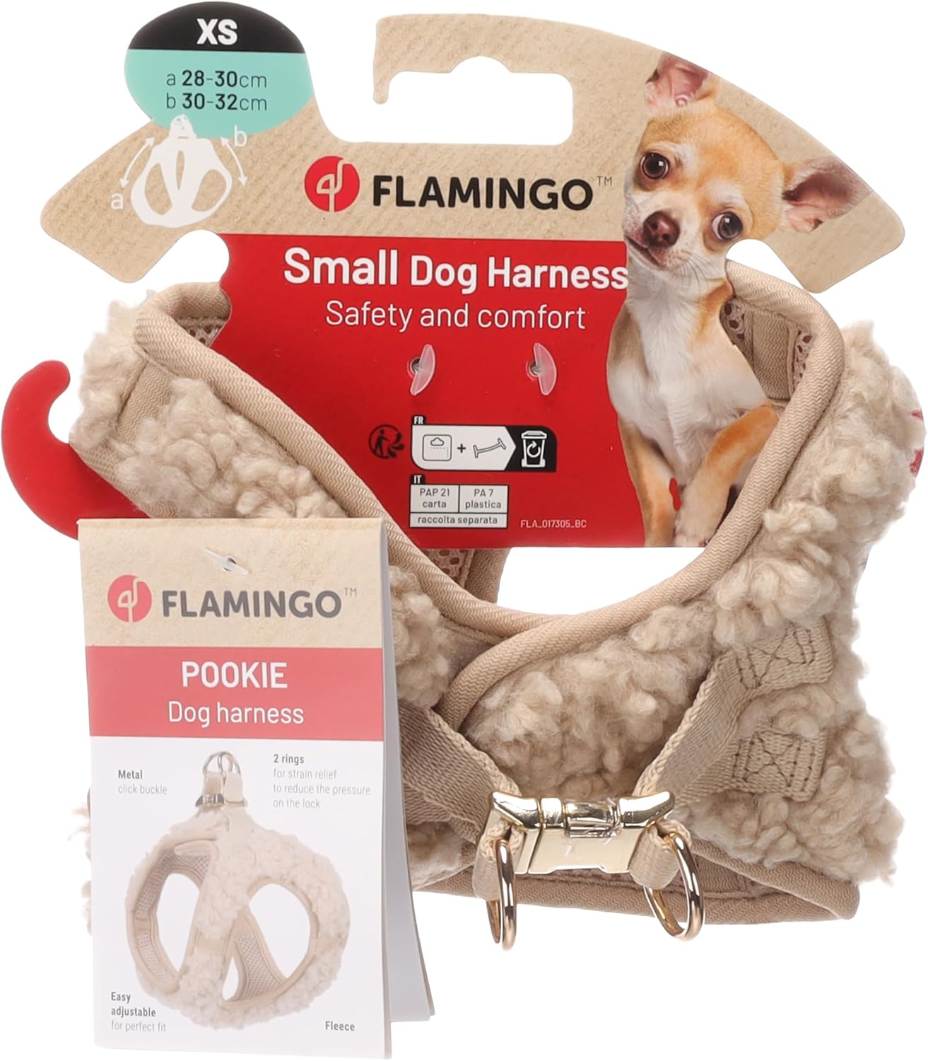 Step&Go Pookie Hundegeschirr mit Anti-Zug-Ringen, Pookie Beige Extra Small