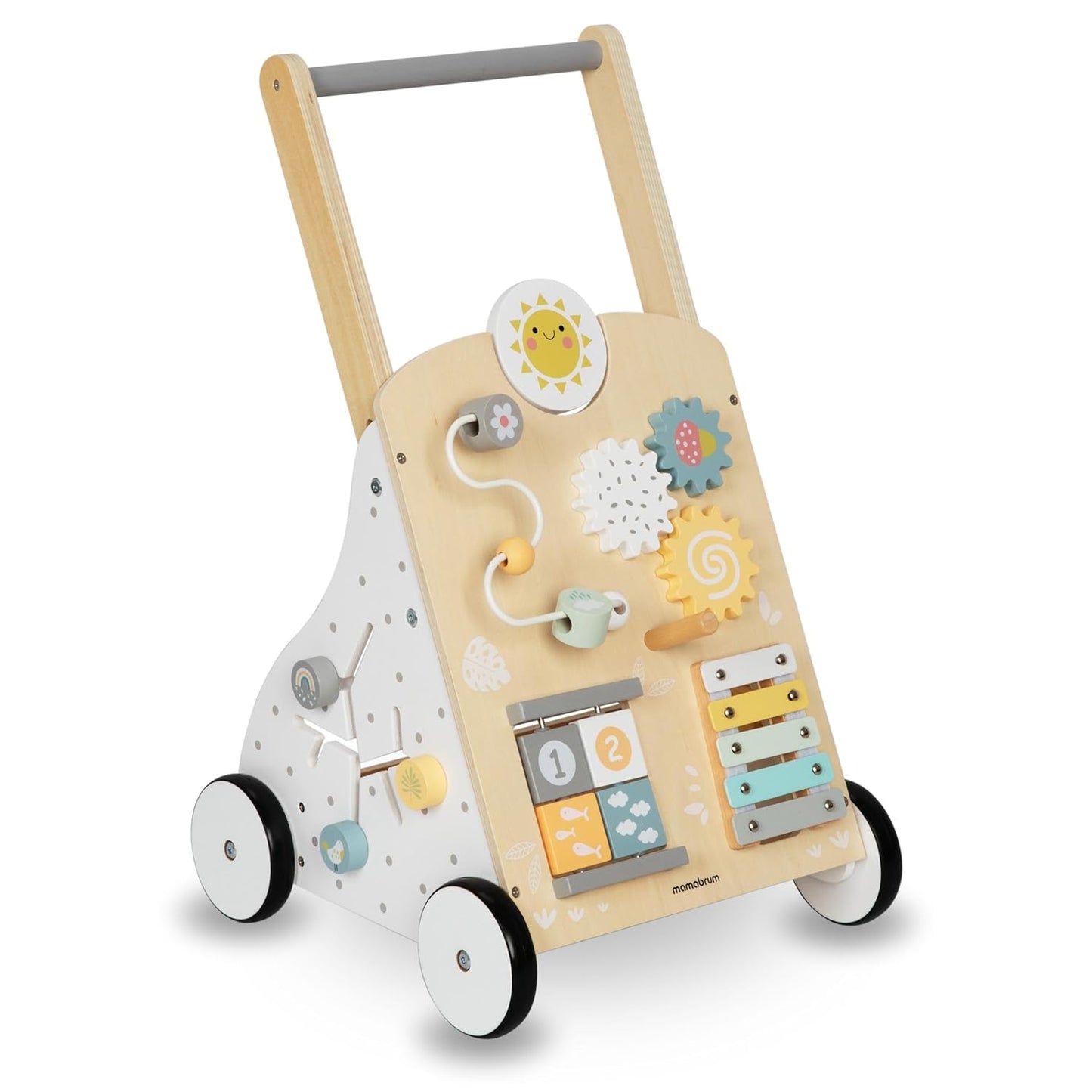 Lauflernwagen aus Holz mit Spielcenter
