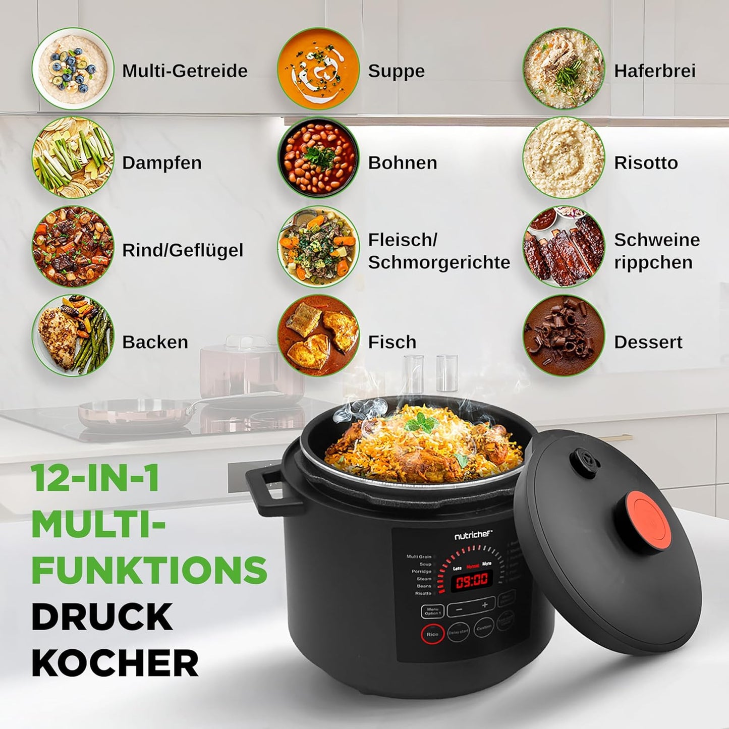Multikocher mit 9 Kochprogrammen, Schwarz