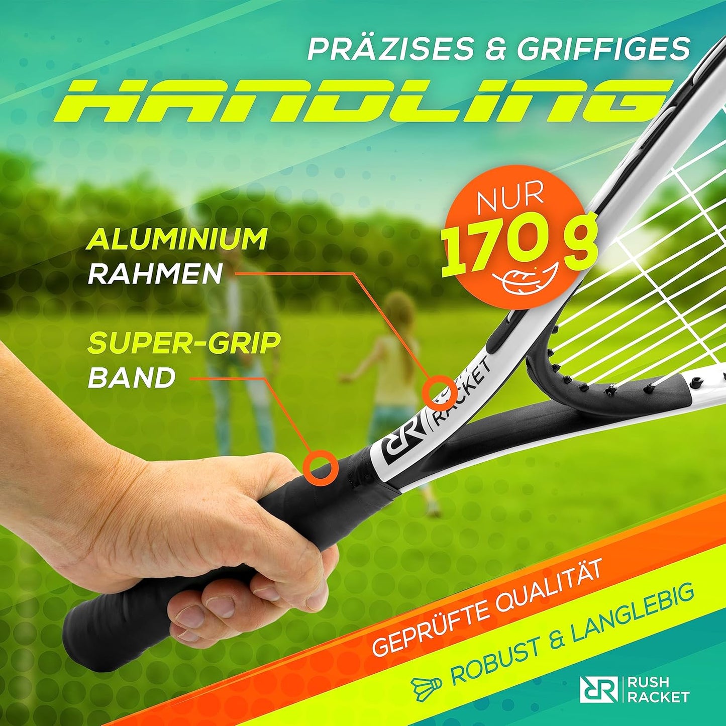 RS3 Speed Badminton Set mit Feldmarkierungen, 1. Weiss