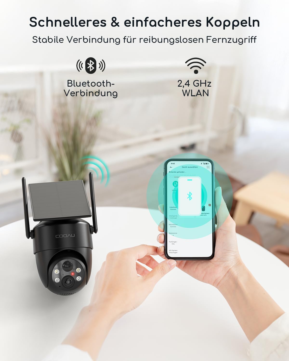 Überwachungskamera mit Solar-Panel & 360°-Sicht, Schwarz 1