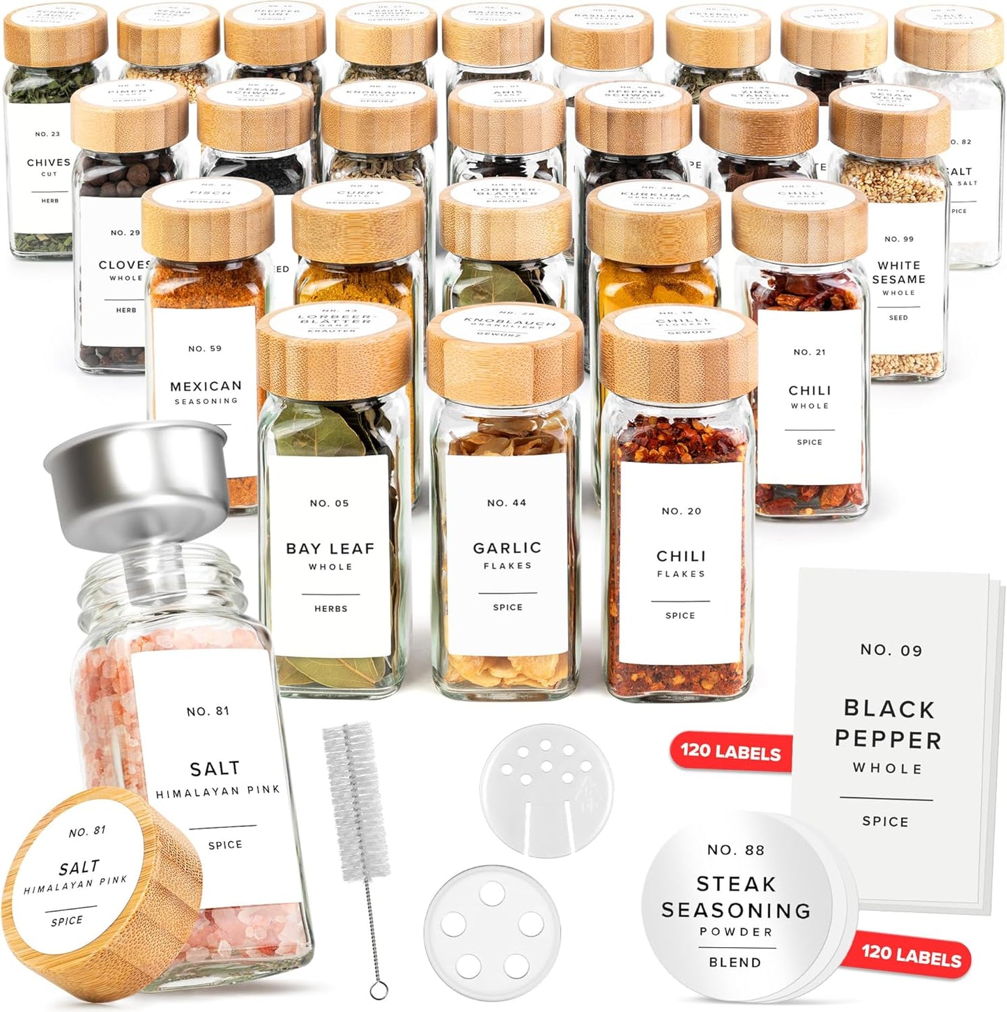 ‎EH-SJB-WH Gewürzgläser-Set, Bambus Hell