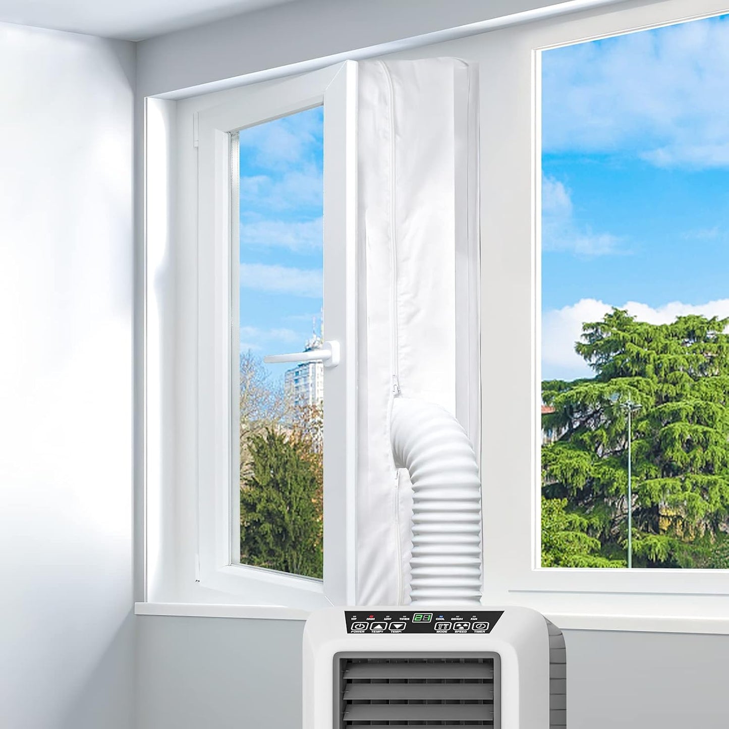 Fensterabdichtung für mobile Klimageräte (400 cm), Weiß 400cm