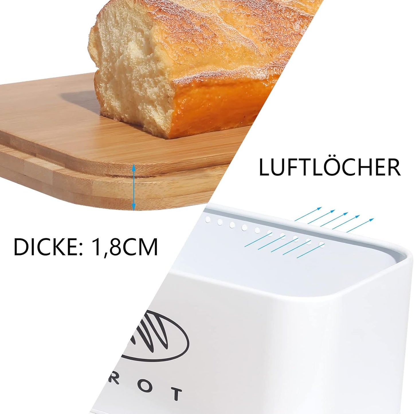 Brotkasten mit Deckel, Weiss-30cm