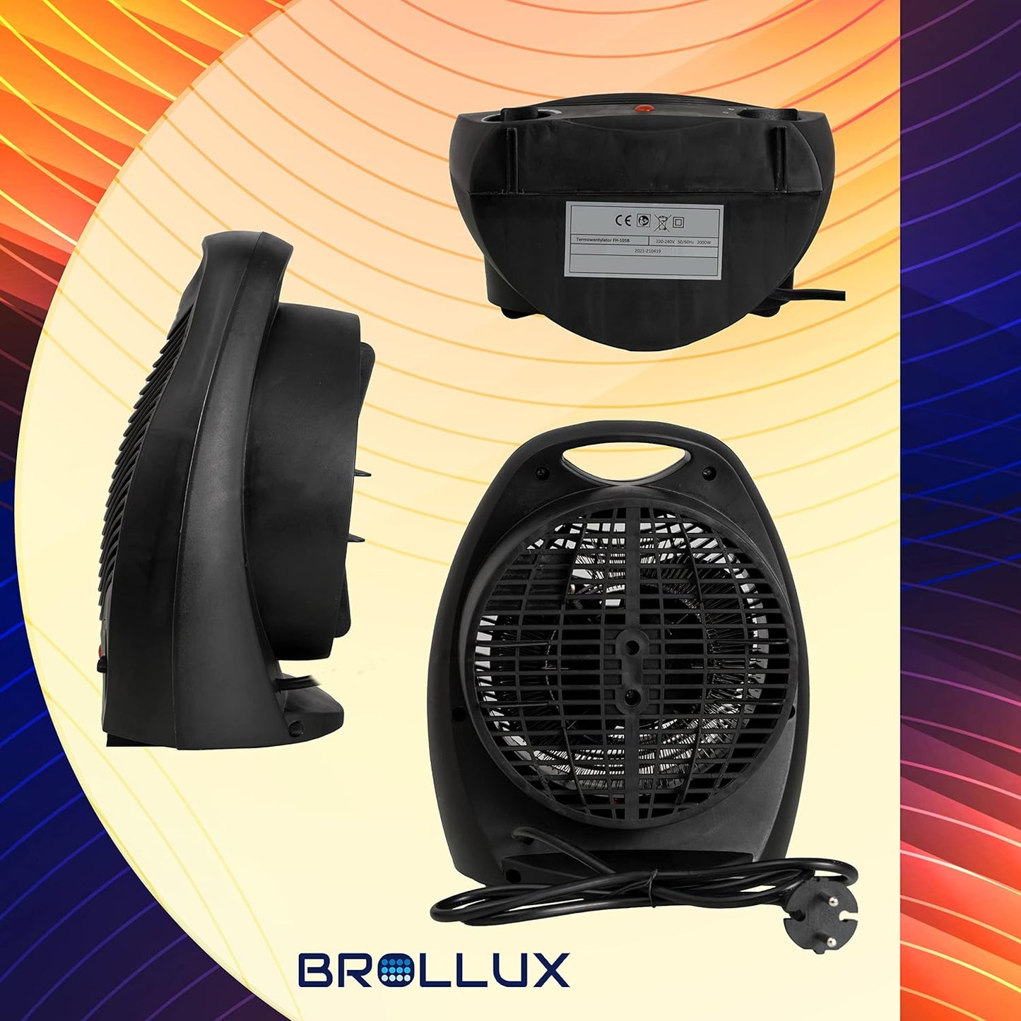 2x Thermoventilator, 2KW Lüfter Schwarz 2x