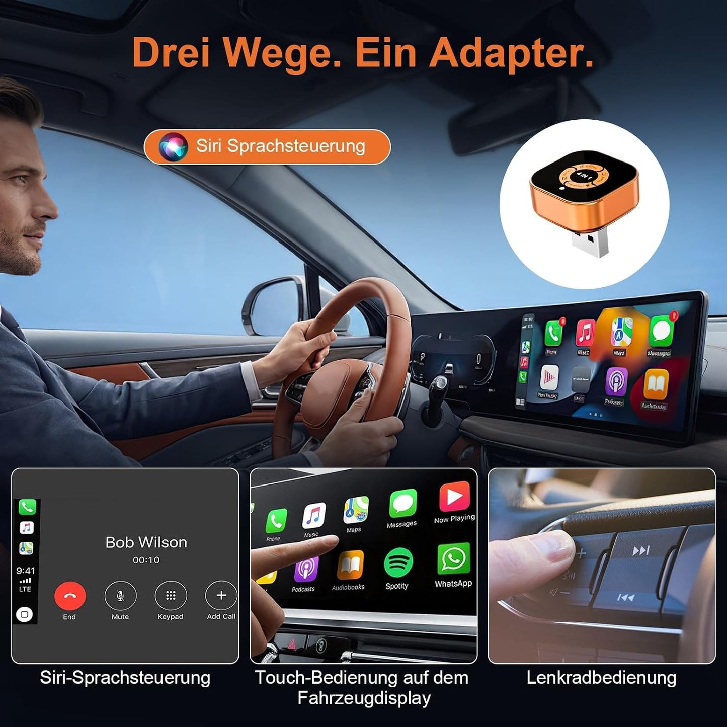 4-in-1 CarPlay & Android Auto Wireless Adapter