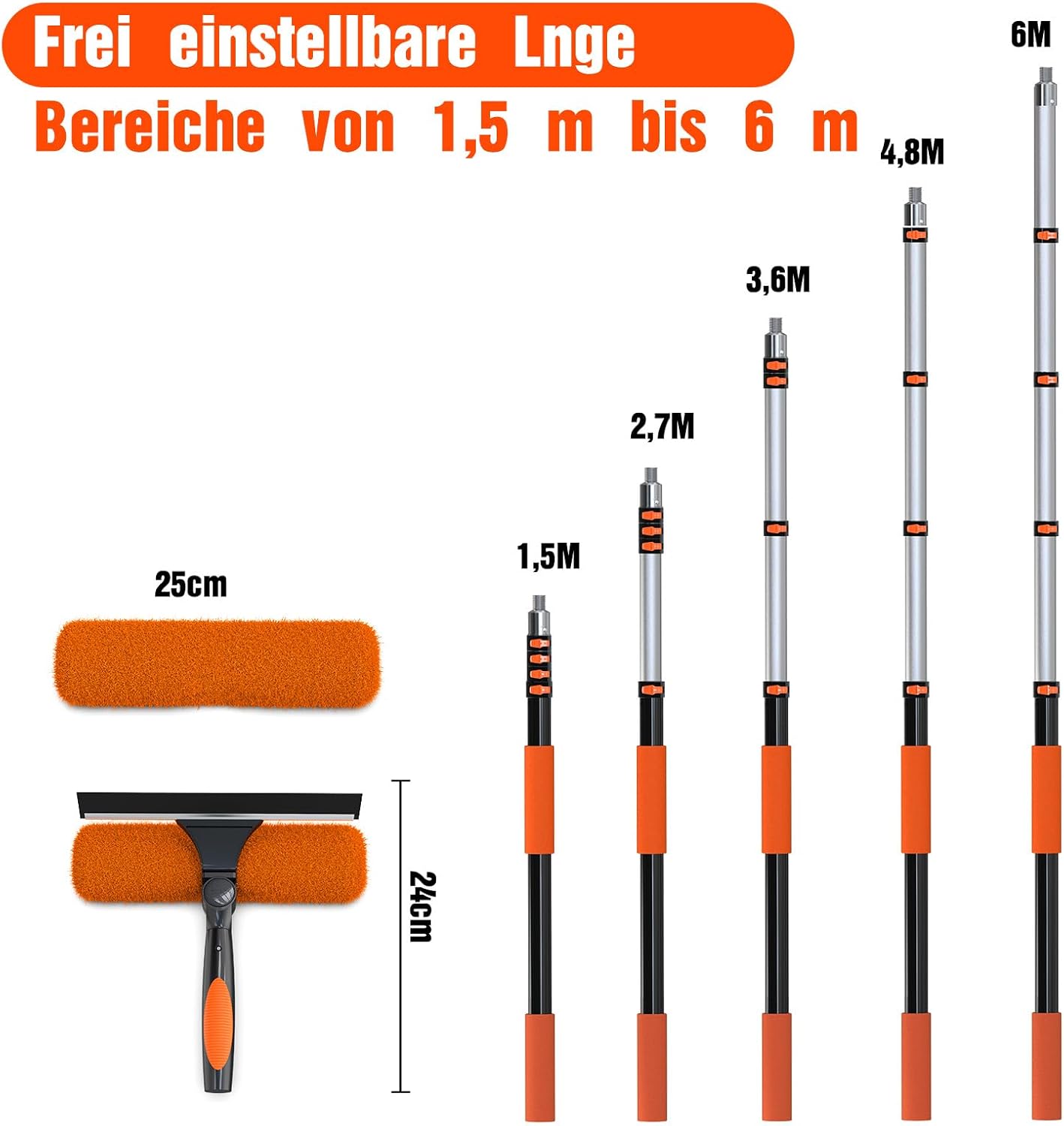 Teleskop-Fensterputzer, 6m