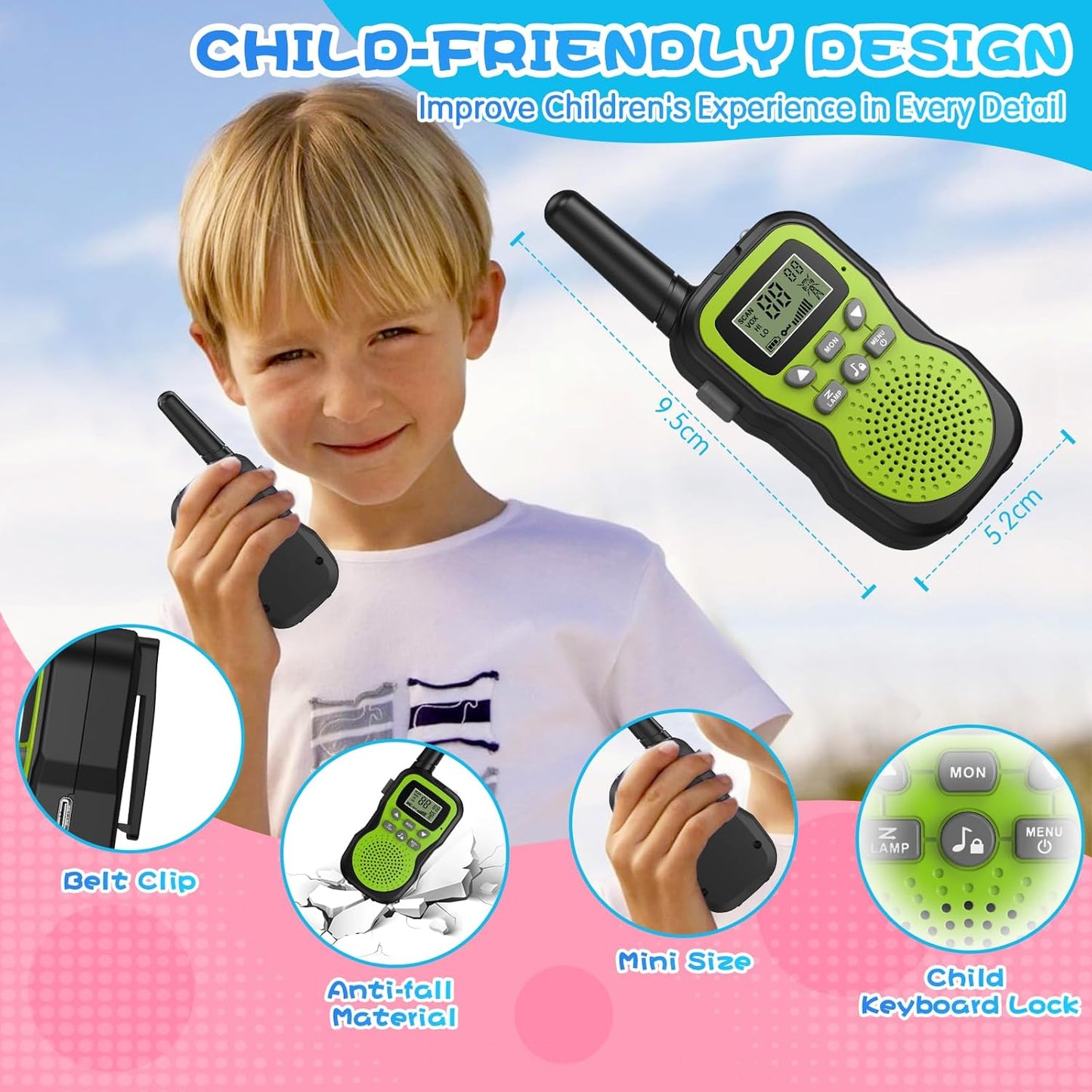 Walkie Talkie Kinder-Set mit VOX & Taschenlampe (3 Stück)