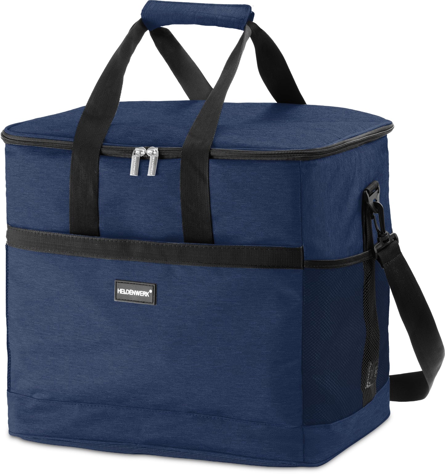 Faltbare Kühltasche mit Flaschenöffner & verstärktem Boden, Navyblue 40L (L40 x B27 x H38 cm)