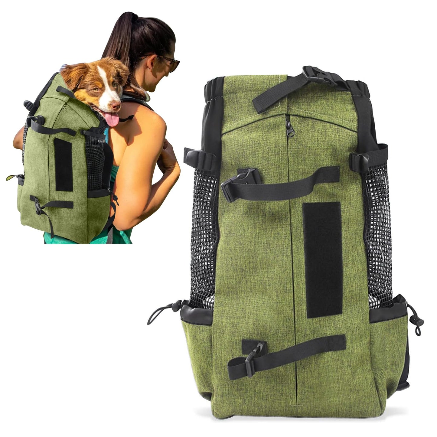 Hundetransporttasche für kleine Hunde und Katzen, XS (bis zu 3 kg) Gras-Grün