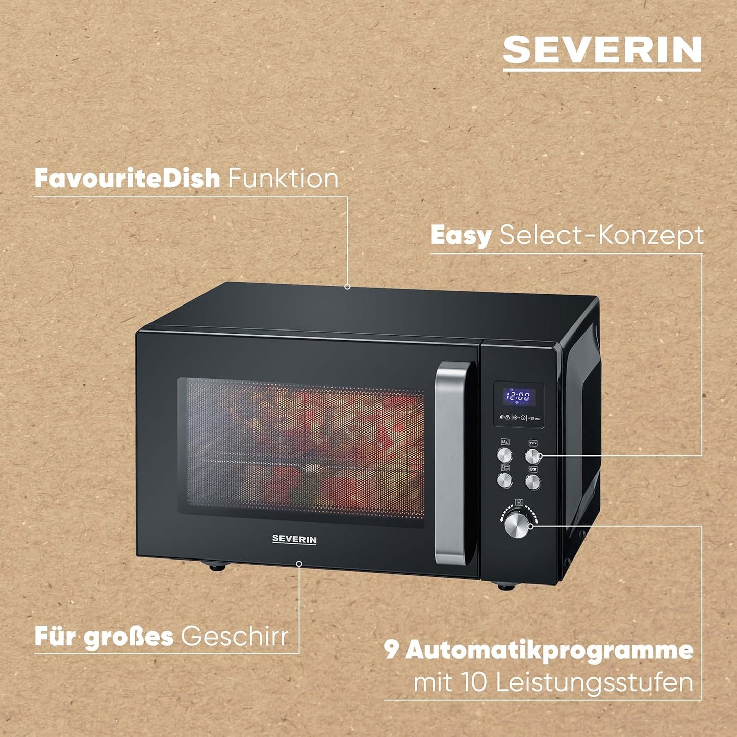 MW 7763 Mikrowelle mit Keramikboden, 25L, flacher Glasboden und Grillfunktion