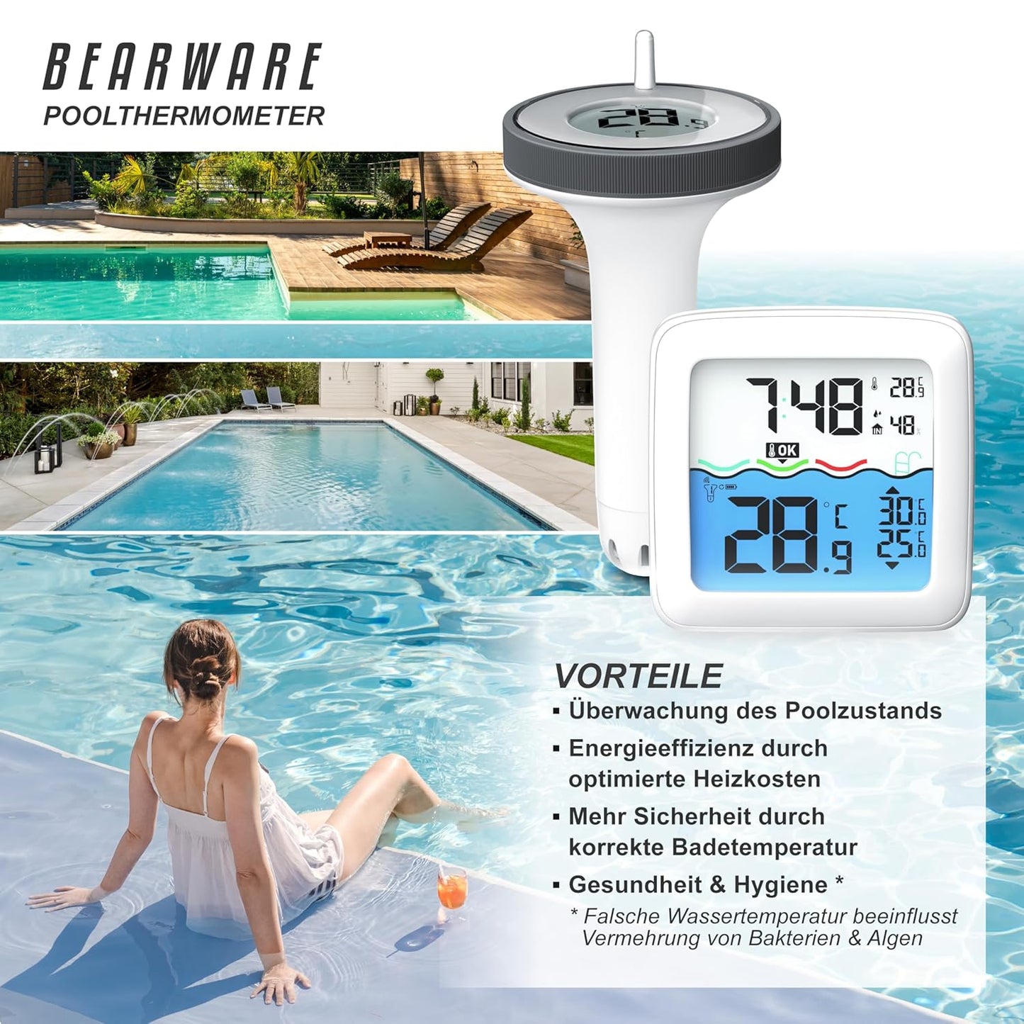 Poolthermometer mit Basisstation