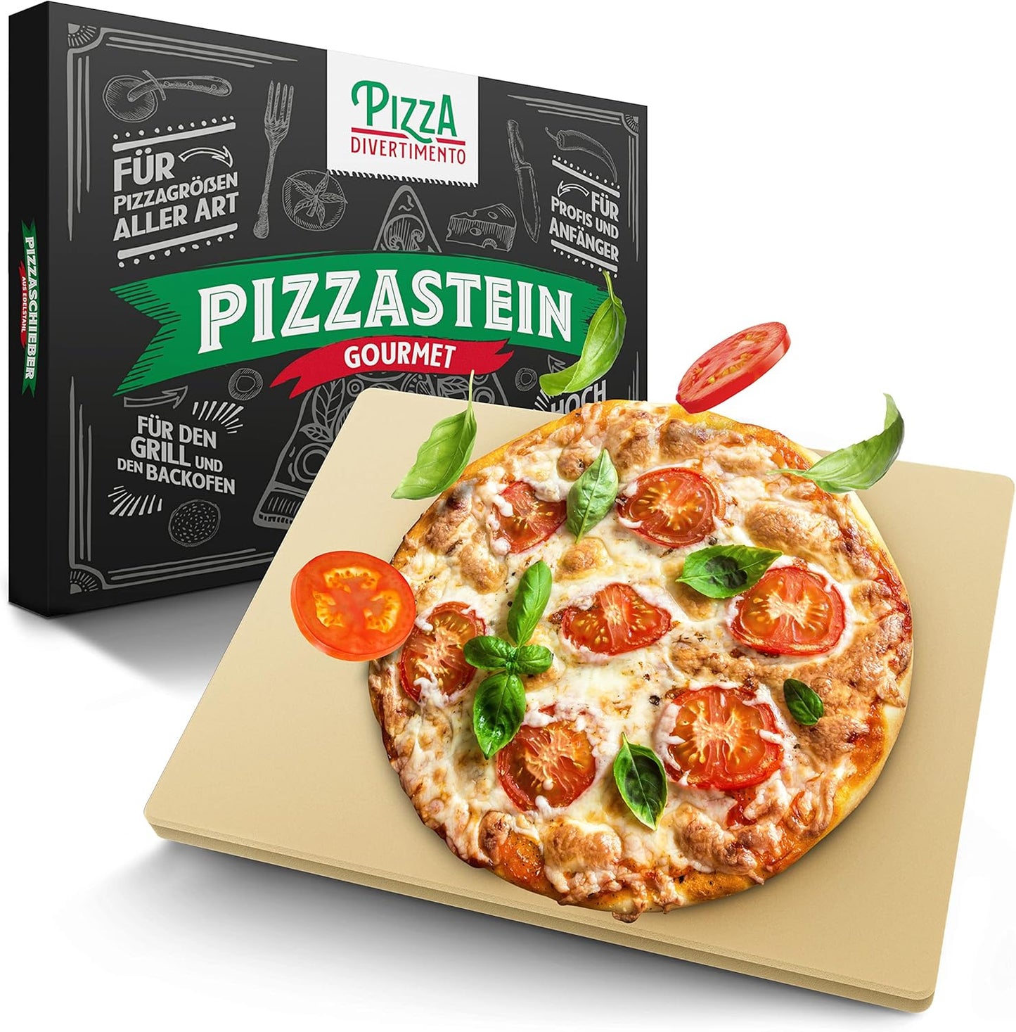 Pizzastein für Backofen & Gasgrill bis 900 °C, Grau" Oder "Beige"